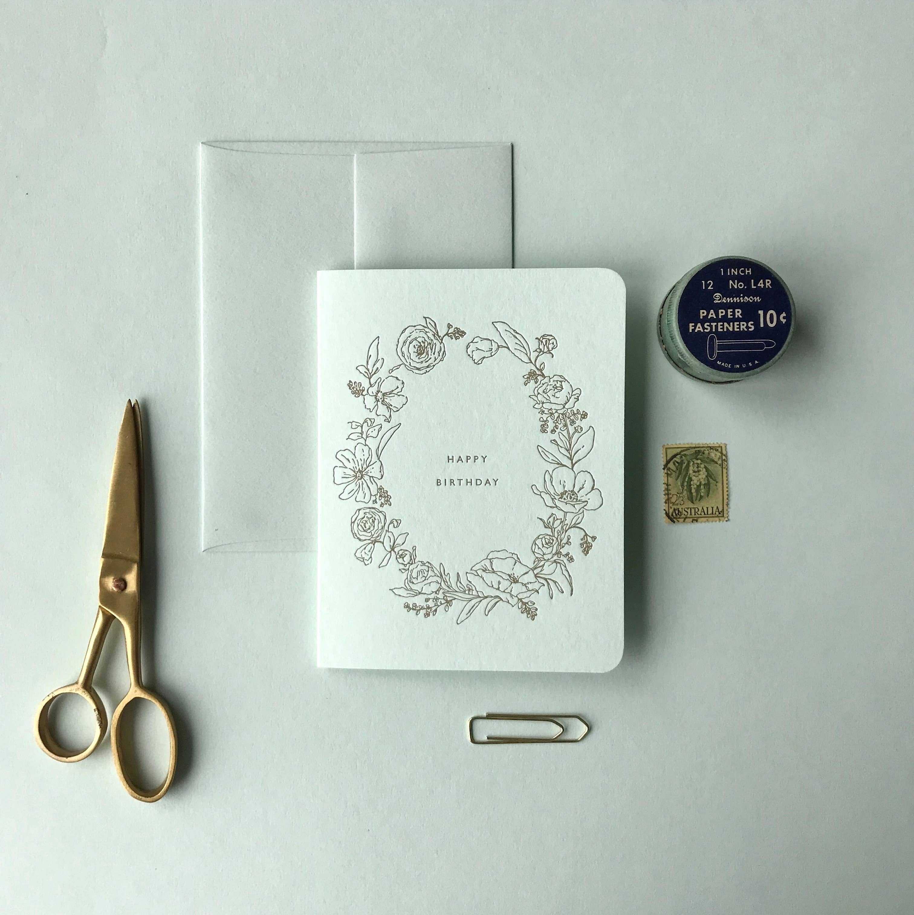 'Happy Birthday' Floral Letterpress Card