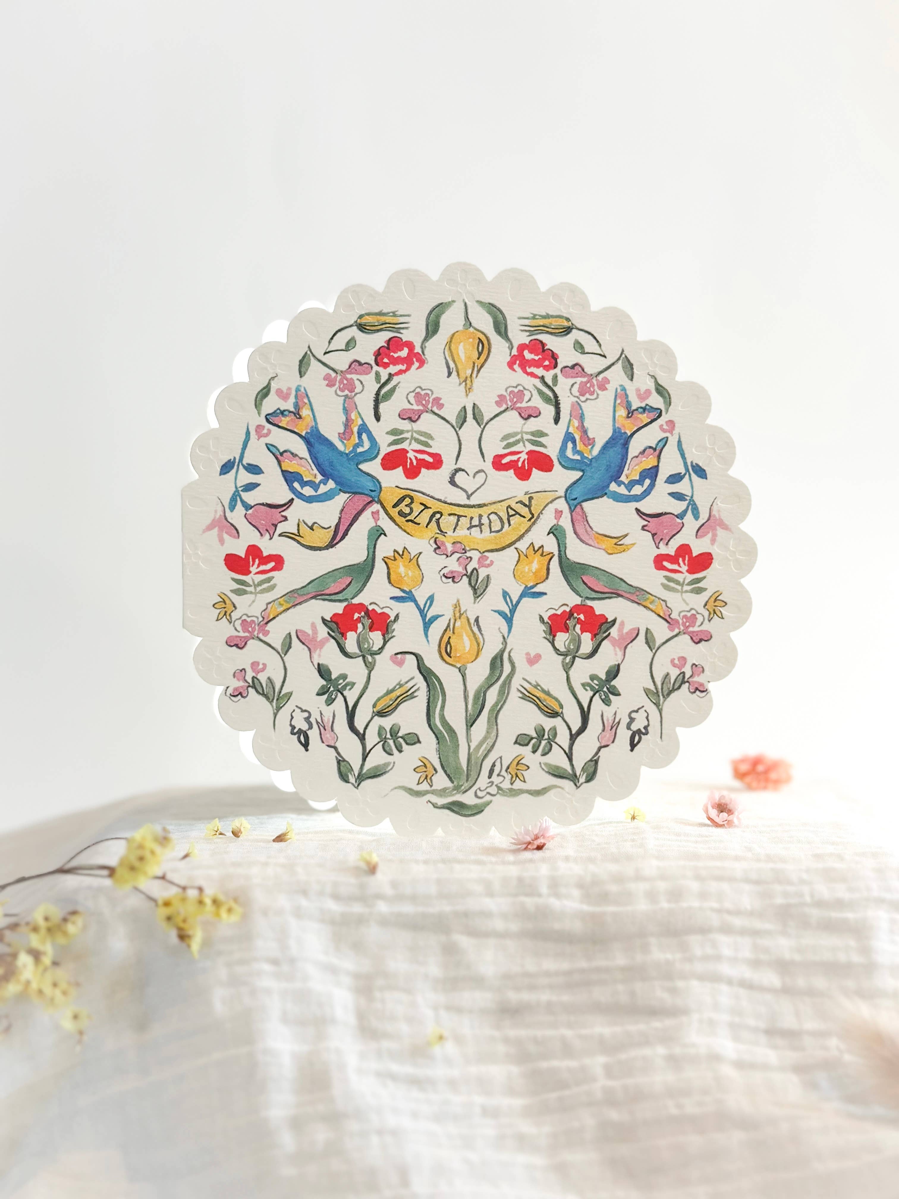 Birthday Folk Circular Embossed Birthday Card