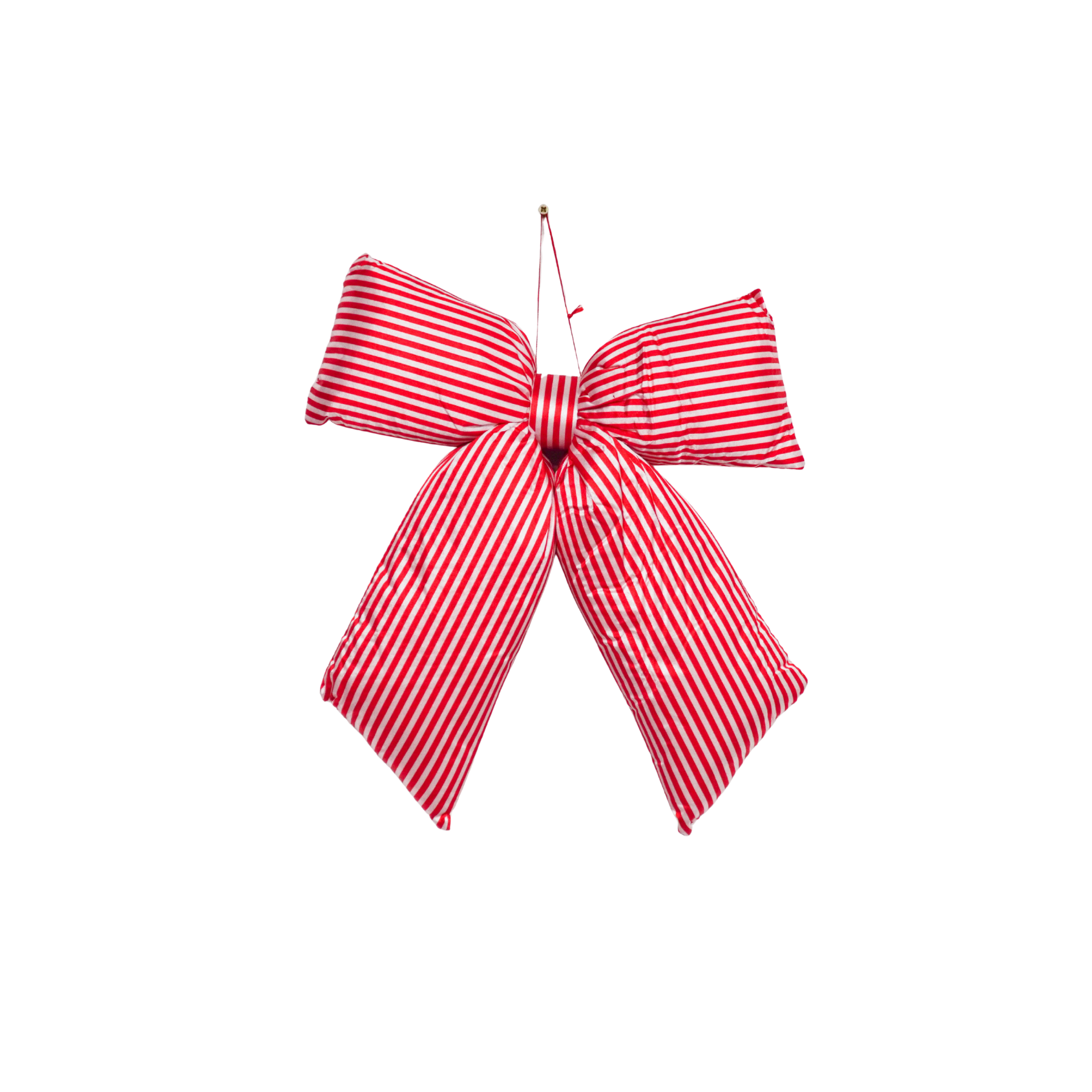 Red & White Striped Bow Christmas Decoration