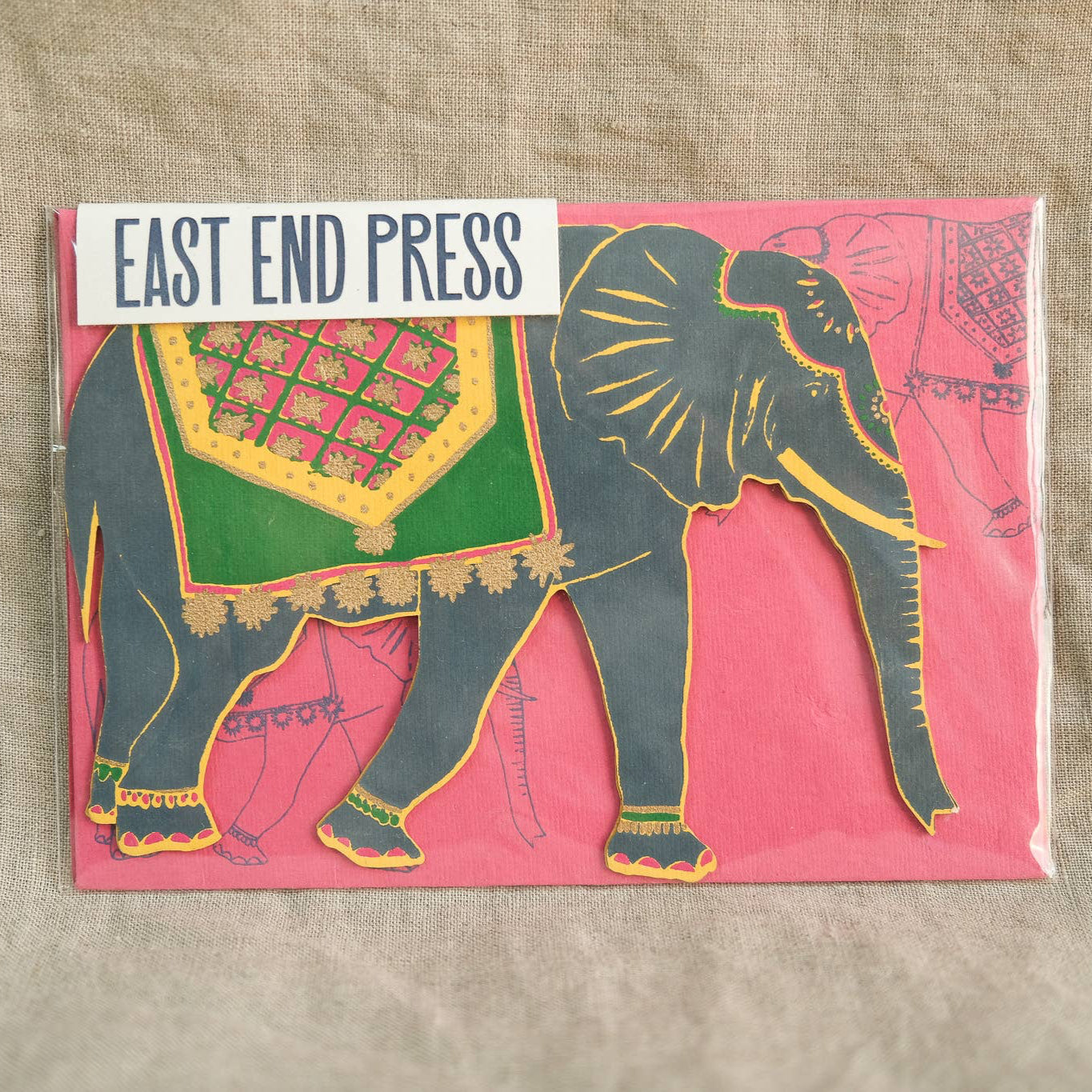 Screen Printed Elephant Greeting Card