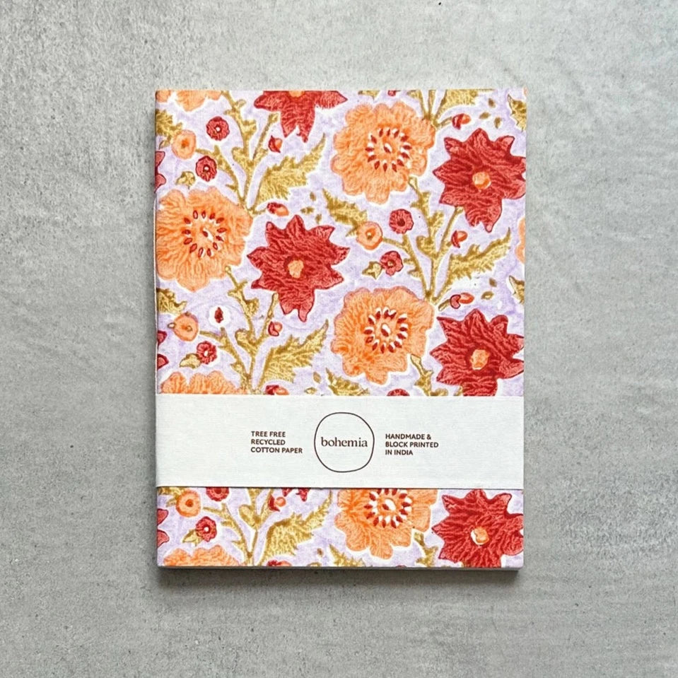 Zero Waste Block Printed Notebook | Large | 3 Colours Available