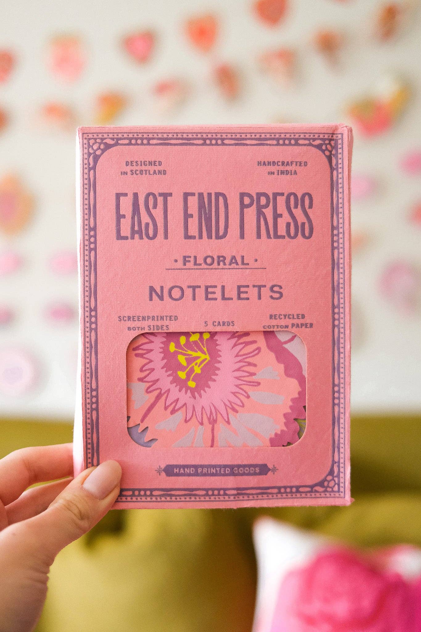 Screen Printed Floral Notelet Set