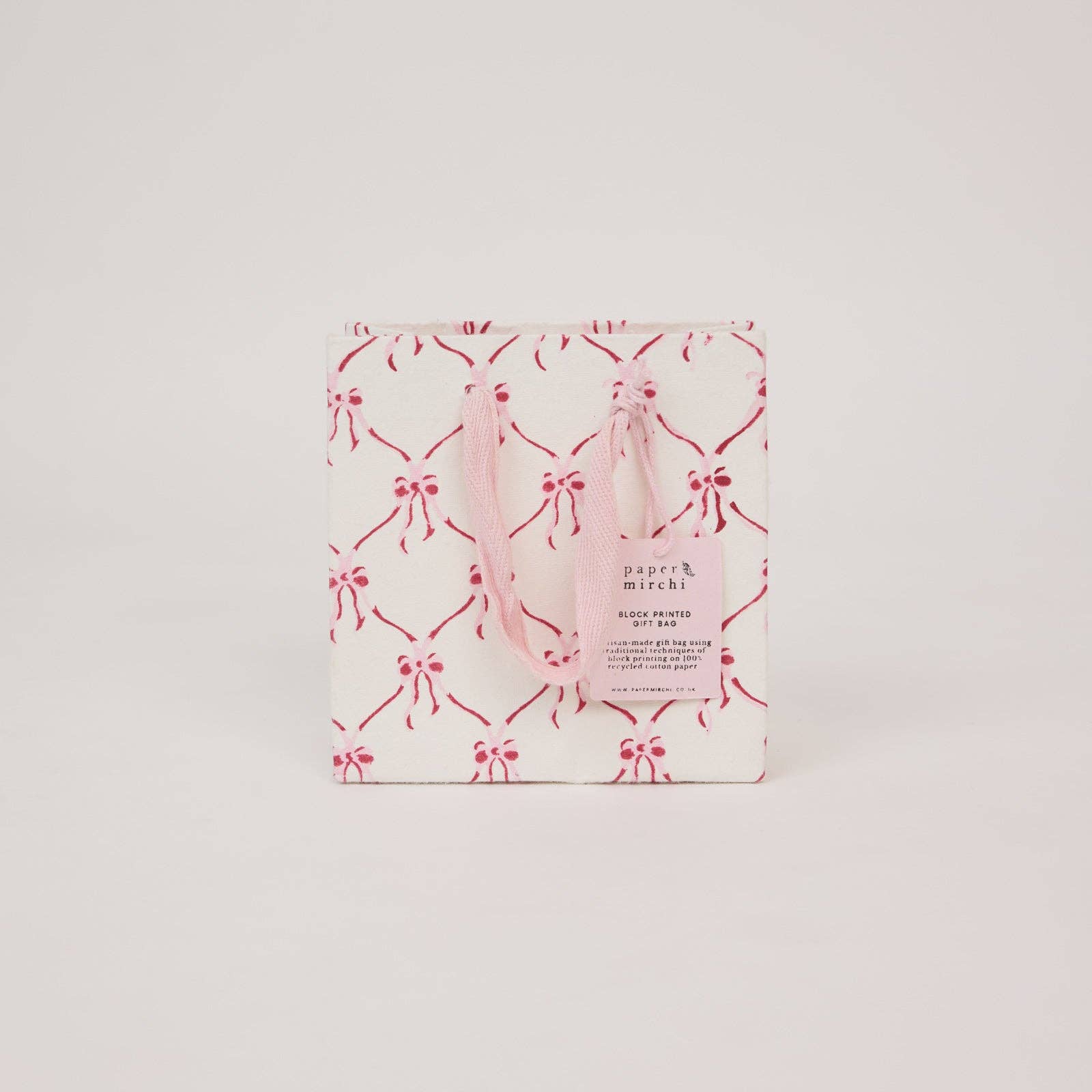 Block Printed Gift Bags (Small) - Pink Sorbet