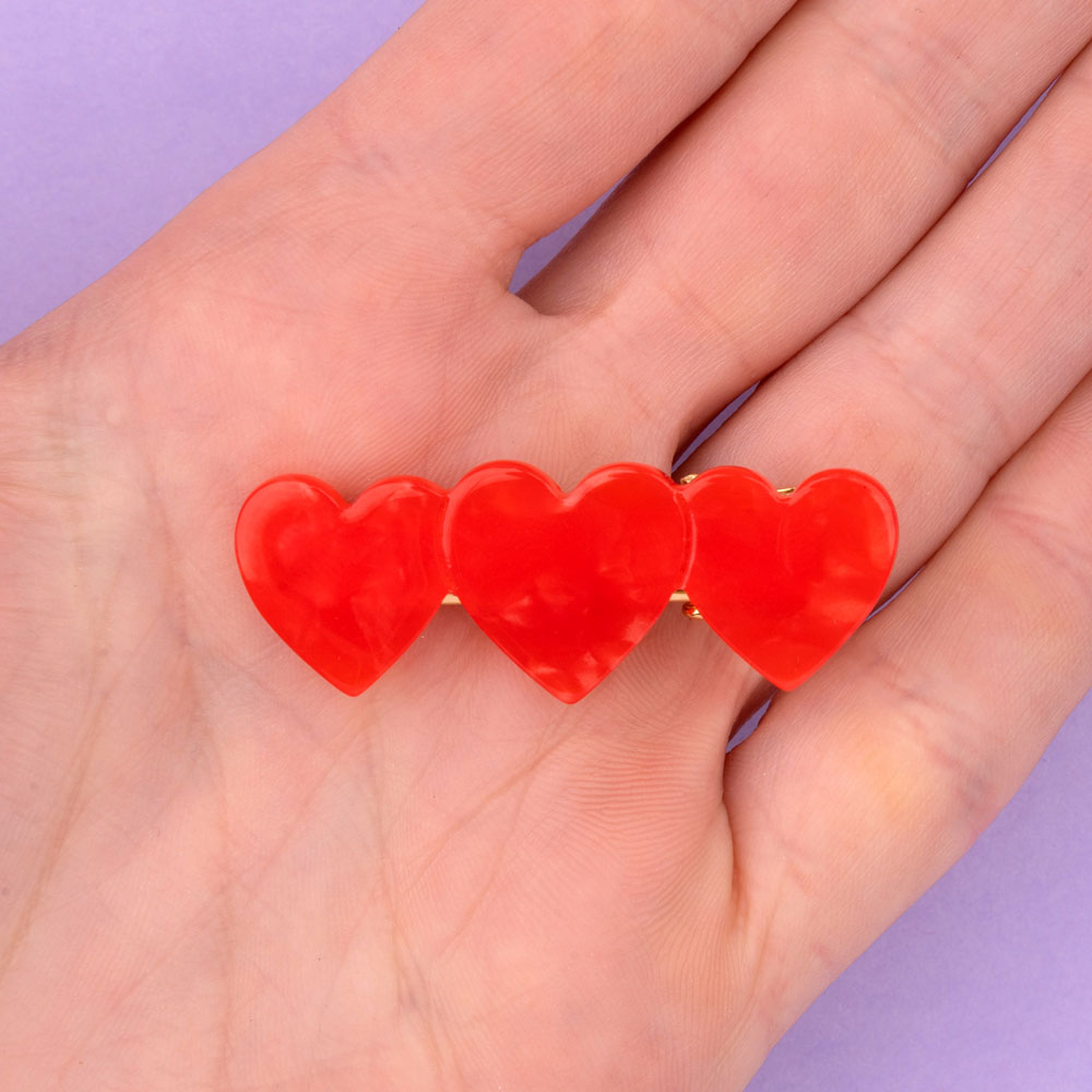 Red Hearts Hair Clip