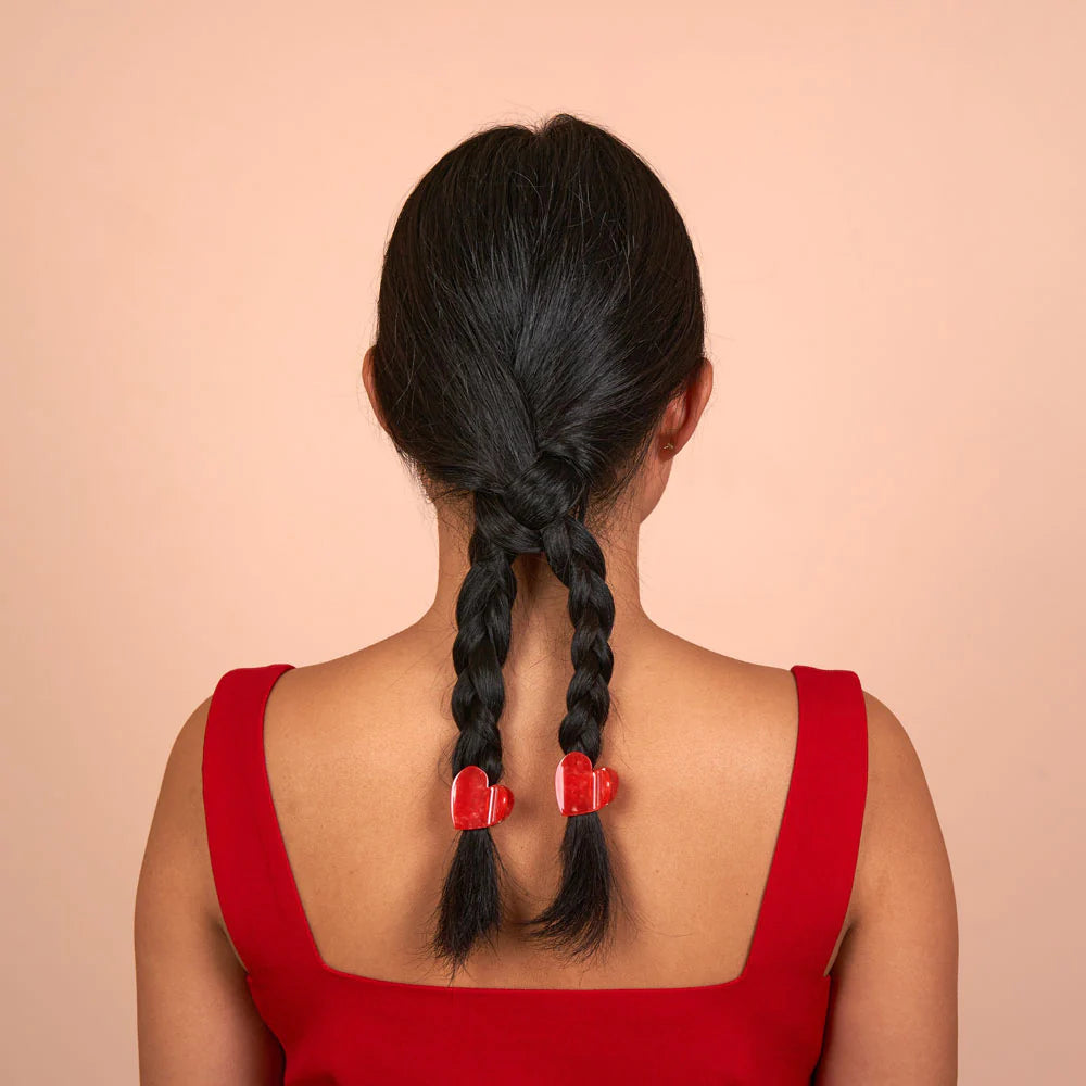 Red Heart Mini Hair Claw