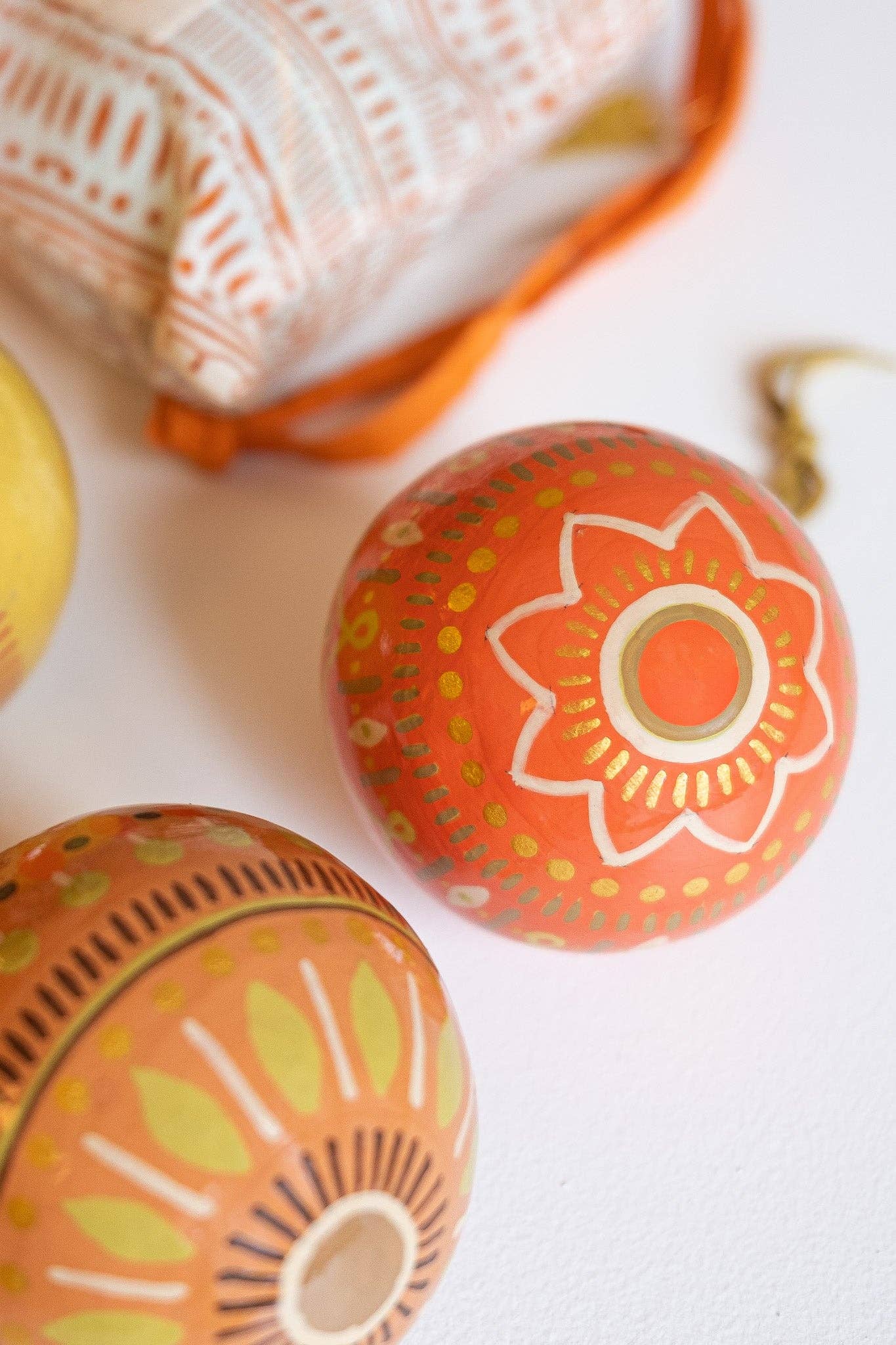 Yuletide Gold Paper Mache Baubles | 3 Designs Available