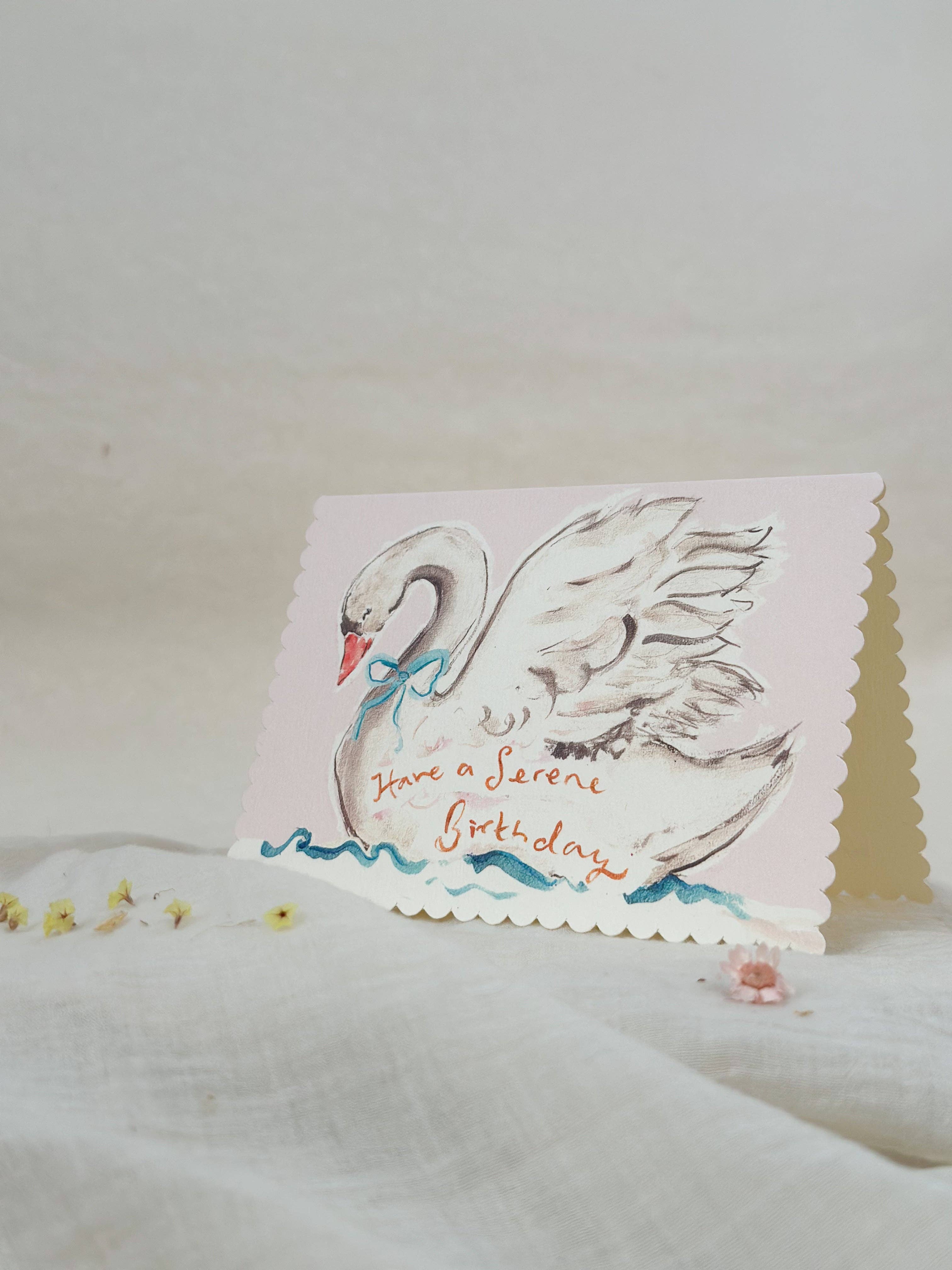 Have a Serene Birthday Swan card