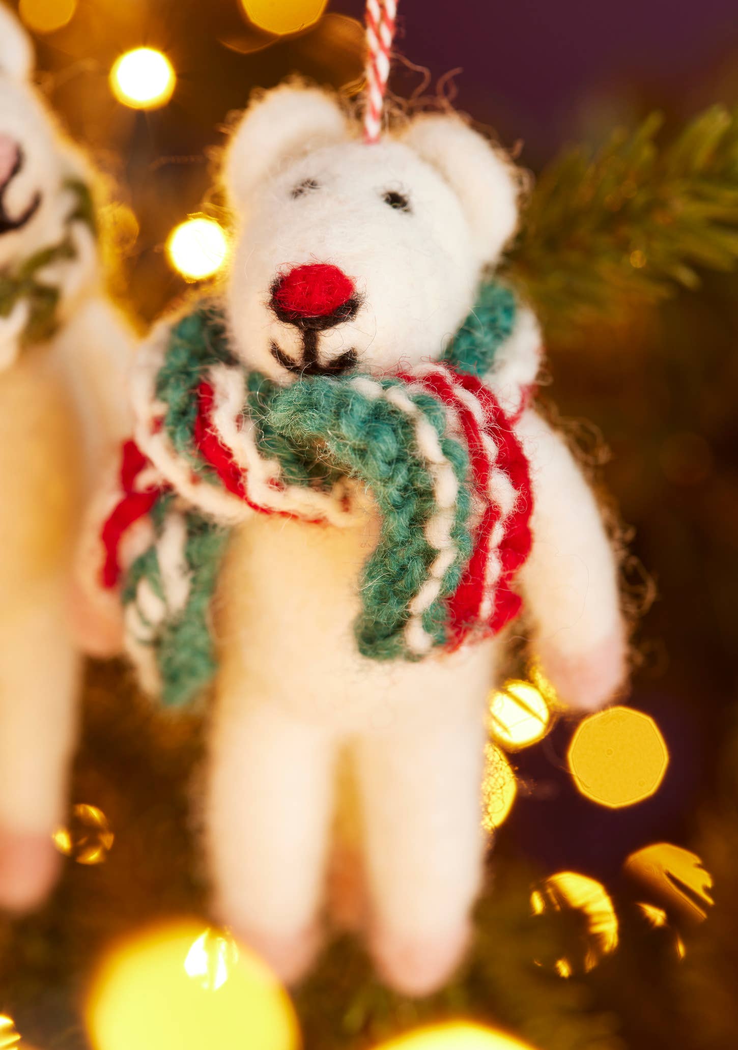 Felt Mice With Hand Knit Scarf Decoration