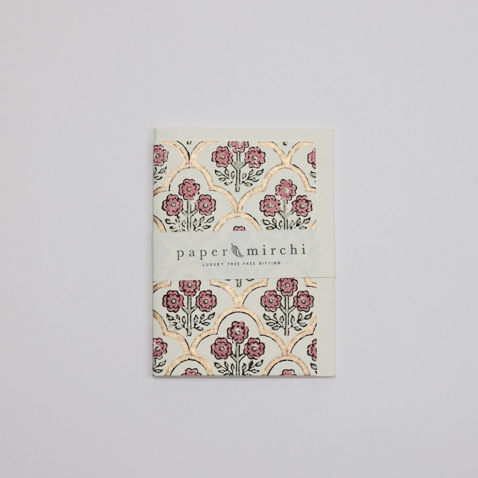 Hand Block Printed Greeting Card | Trellis Pink Earth