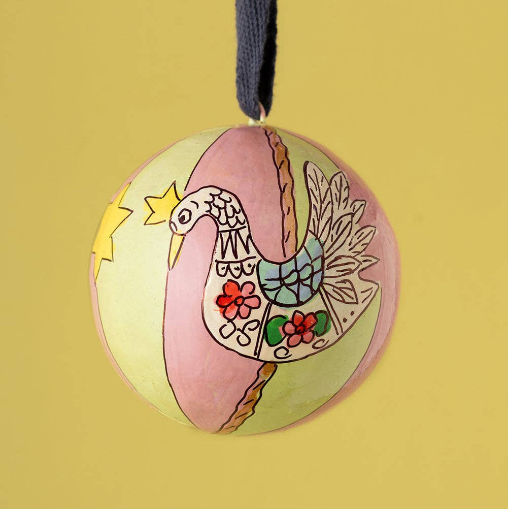 Swan Carousel Papier Mache Bauble