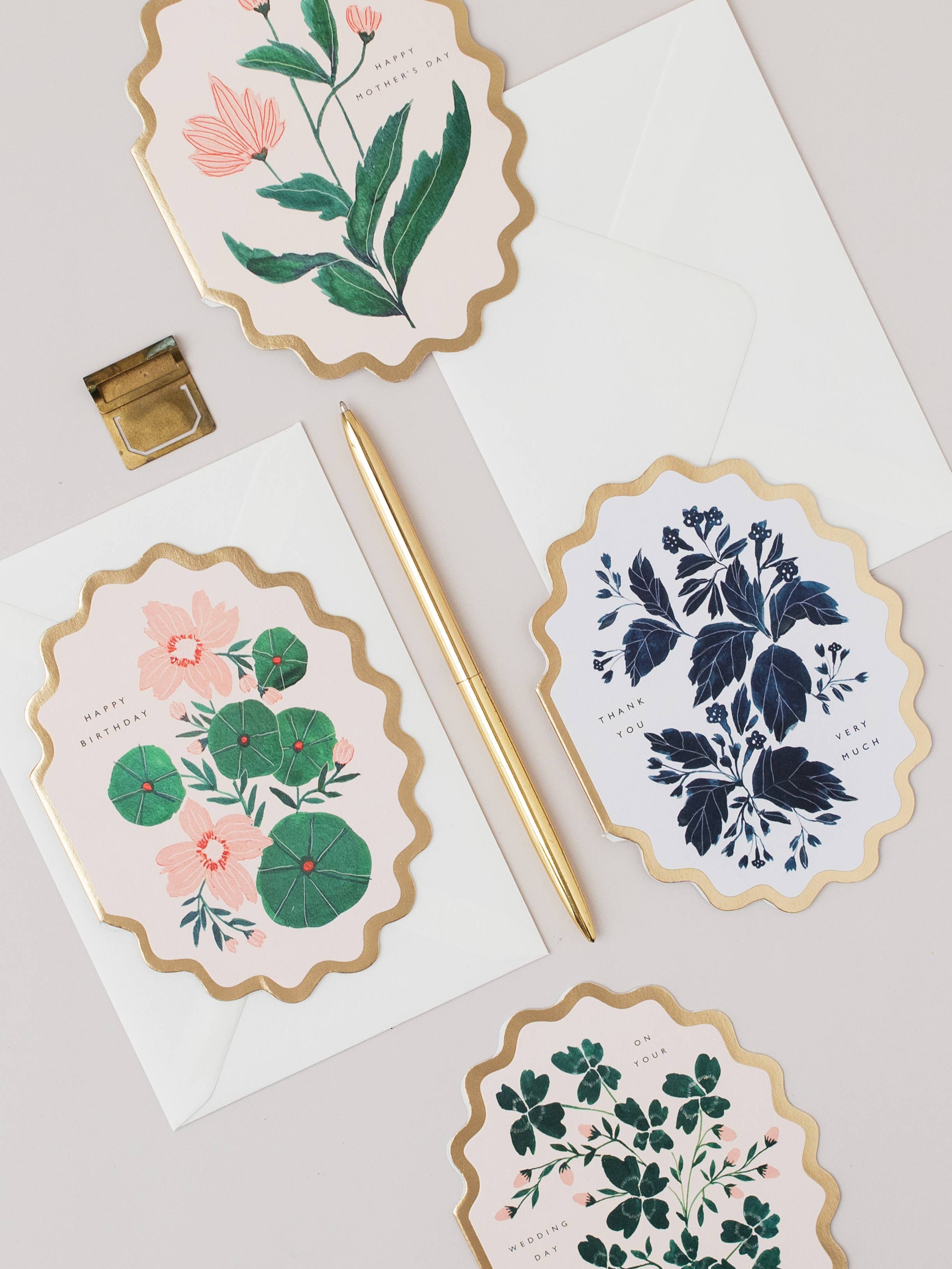THANK YOU VERY MUCH BOTANICAL SCALLOP DIE CUT CARD