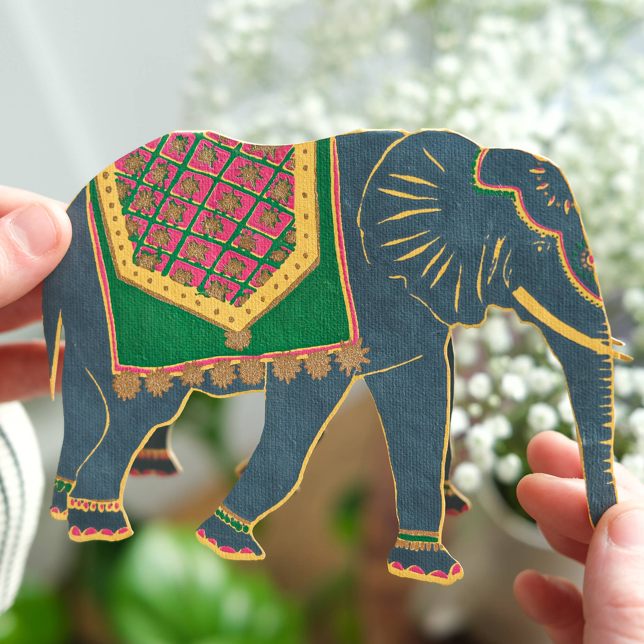 Screen Printed Elephant Greeting Card