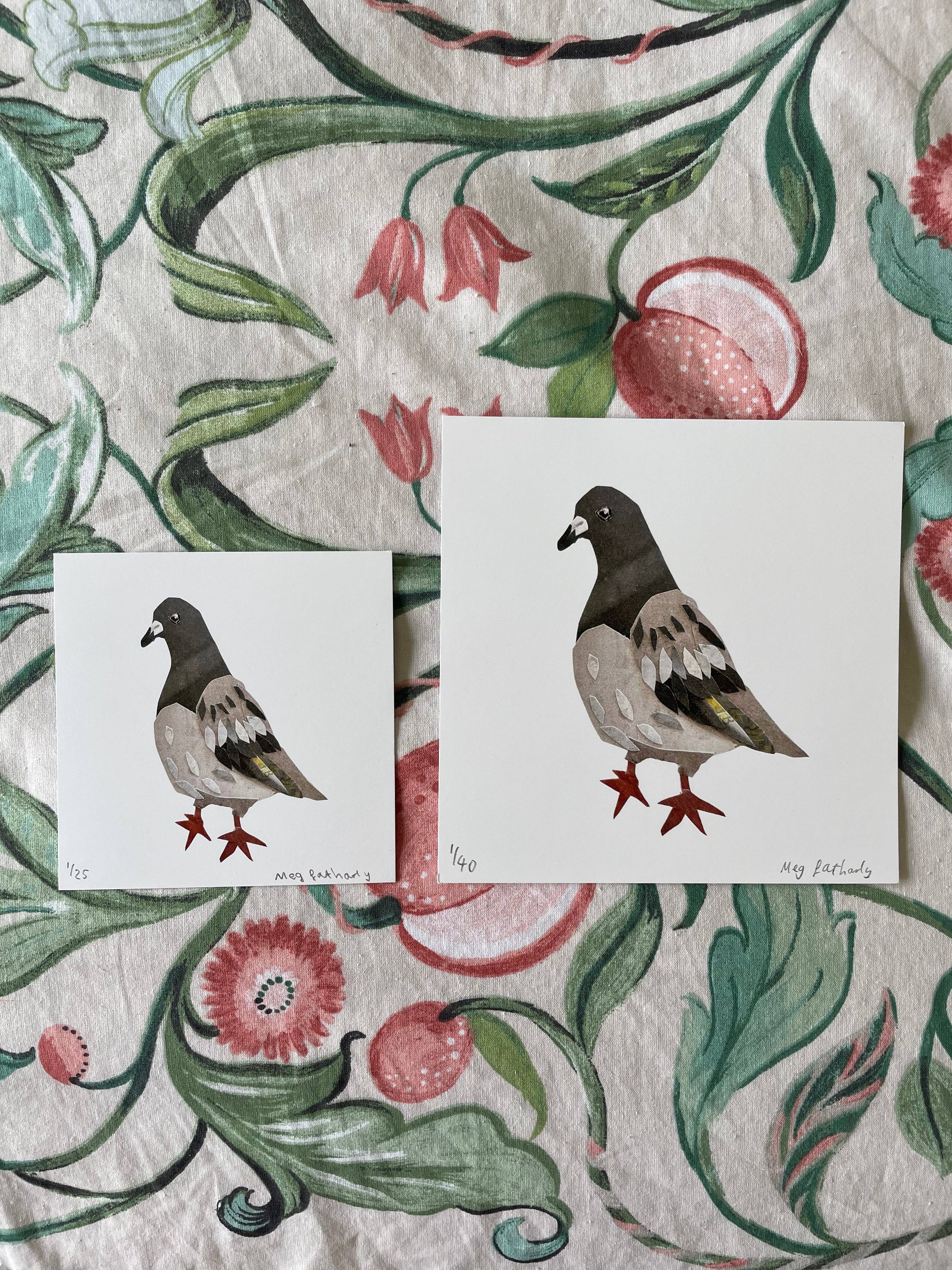 Limited Edition Collage Pigeon Print