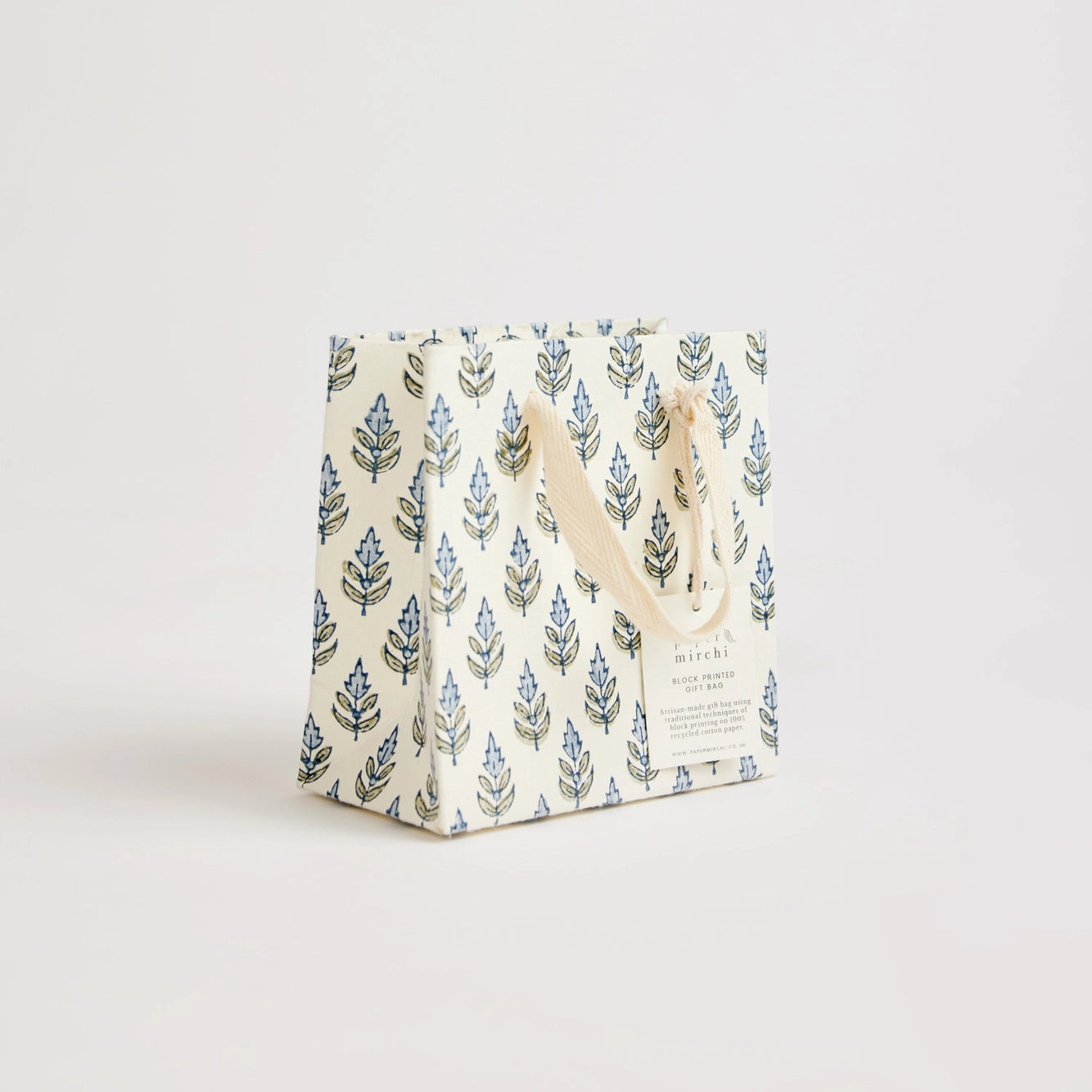 Block Printed Gift Bags | 3 Blue Designs & 3 Sizes Available