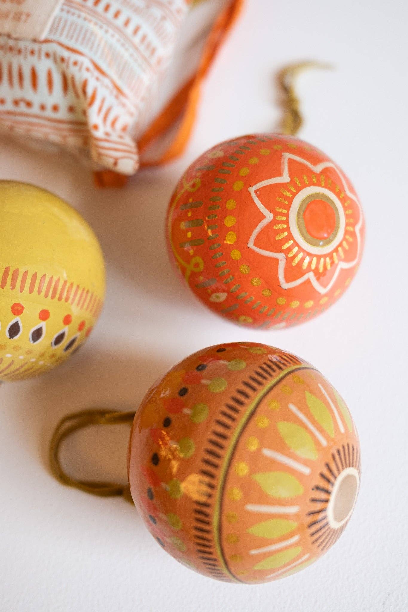 Yuletide Gold Paper Mache Baubles | 3 Designs Available