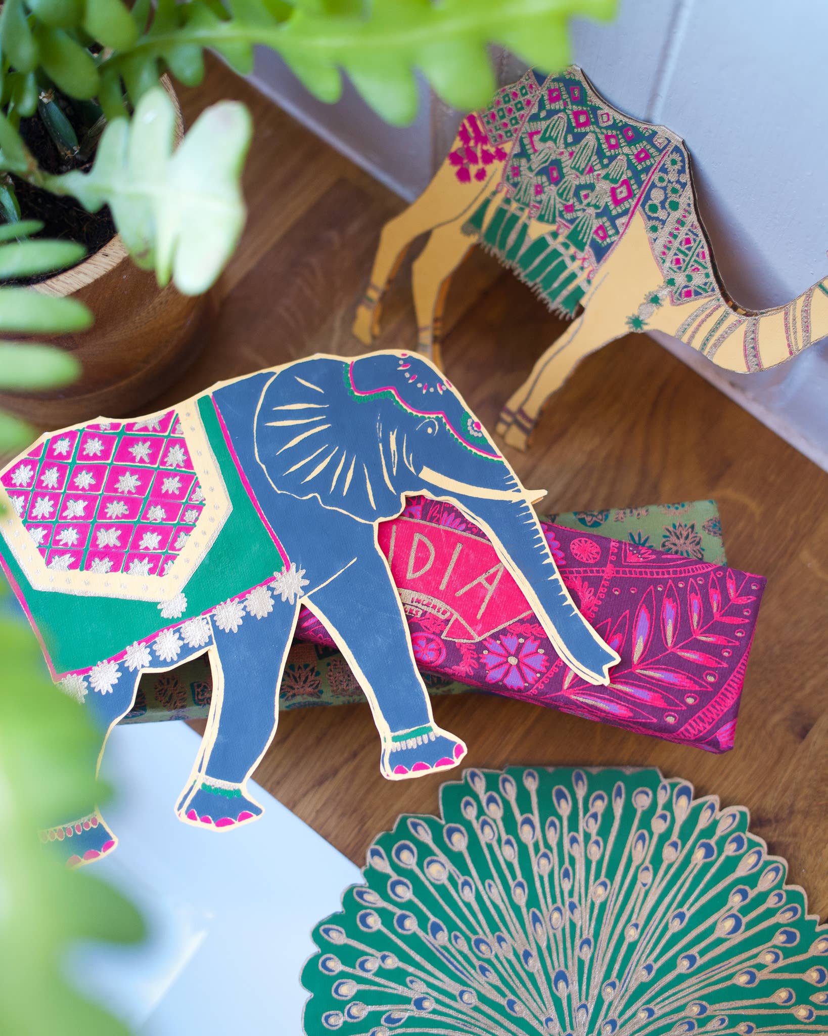 Screen Printed Elephant Greeting Card