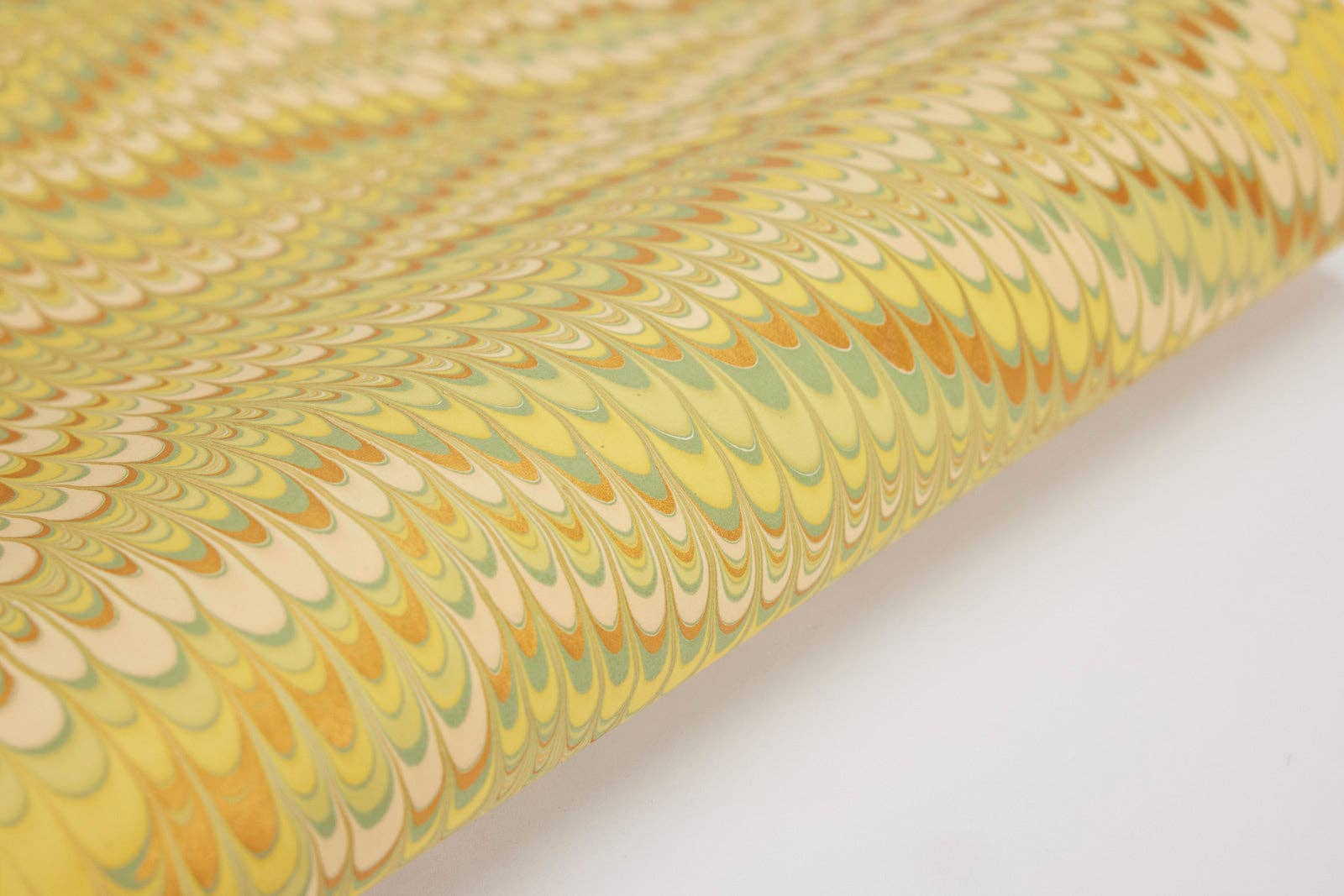 Hand Marbled Wrapping Paper Sheets - Scallops Daffodil