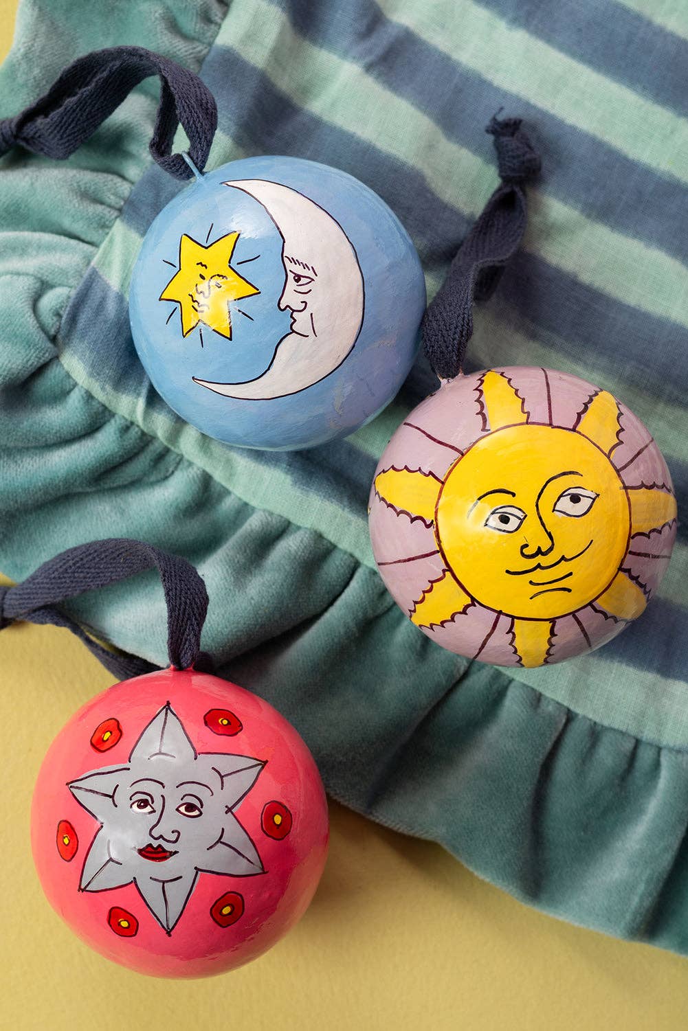 Moon and Star Papier Mache Bauble
