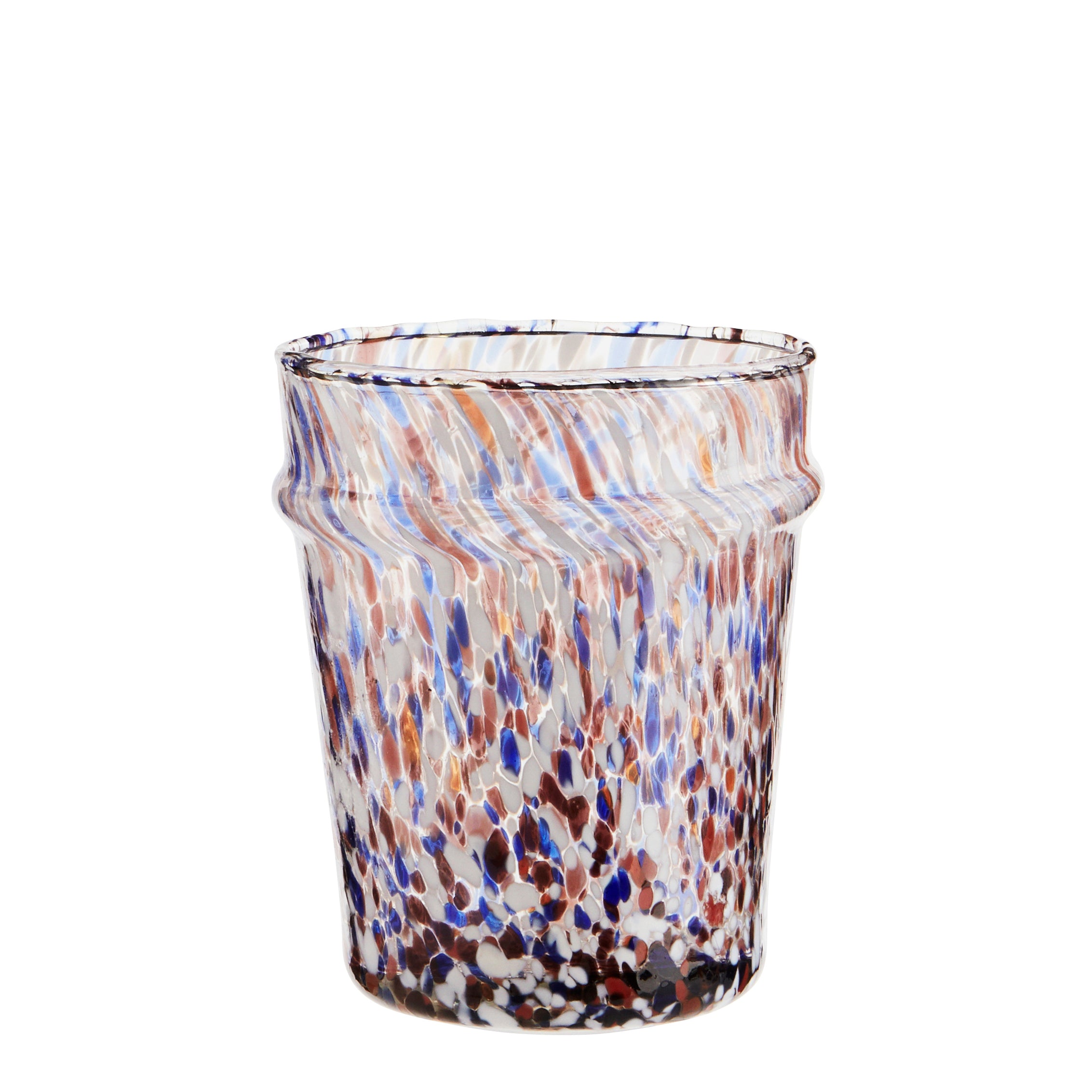 Speckled Drinking Glass | Blue, White & Orange