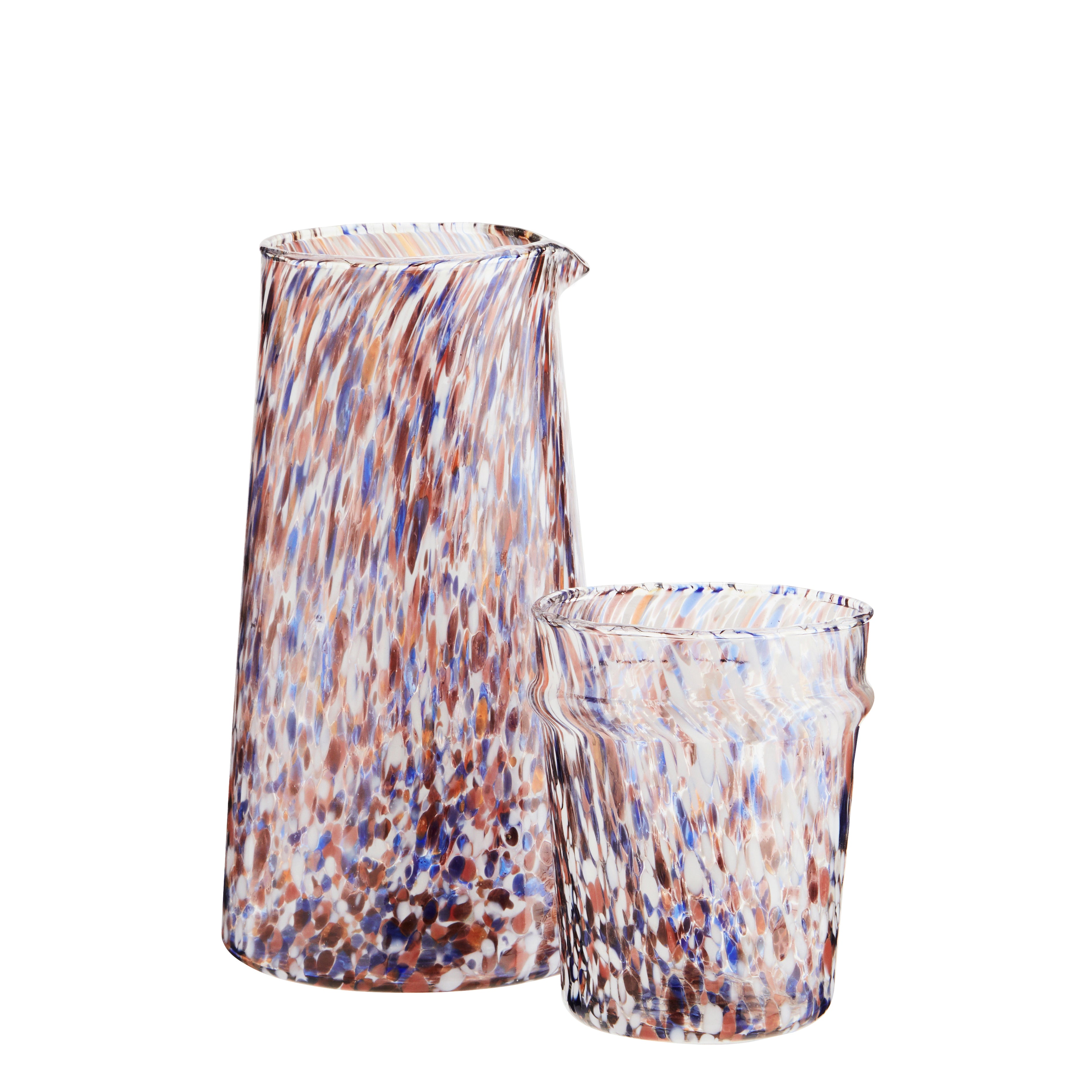 Speckled Drinking Glass | Blue, White & Orange