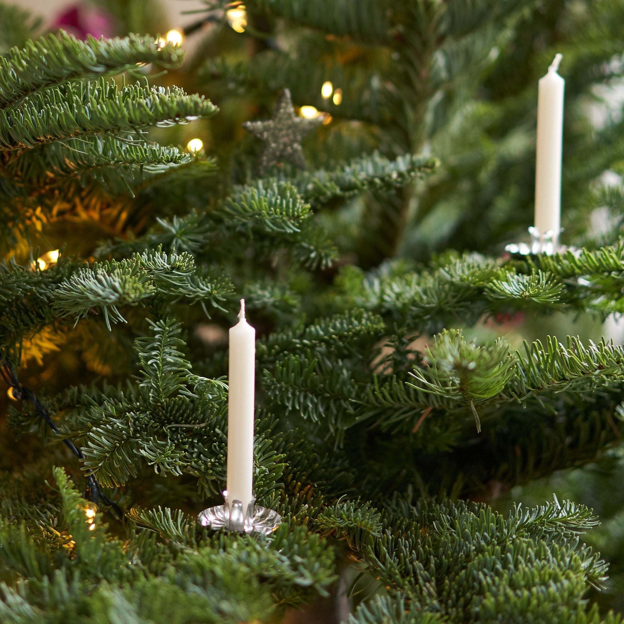Set of vintage style tree clips with candles