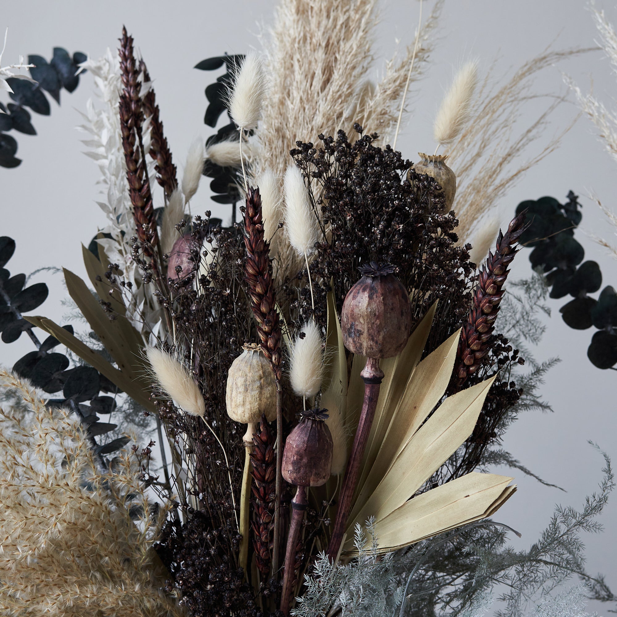 dried flower bouquet in neutral tones