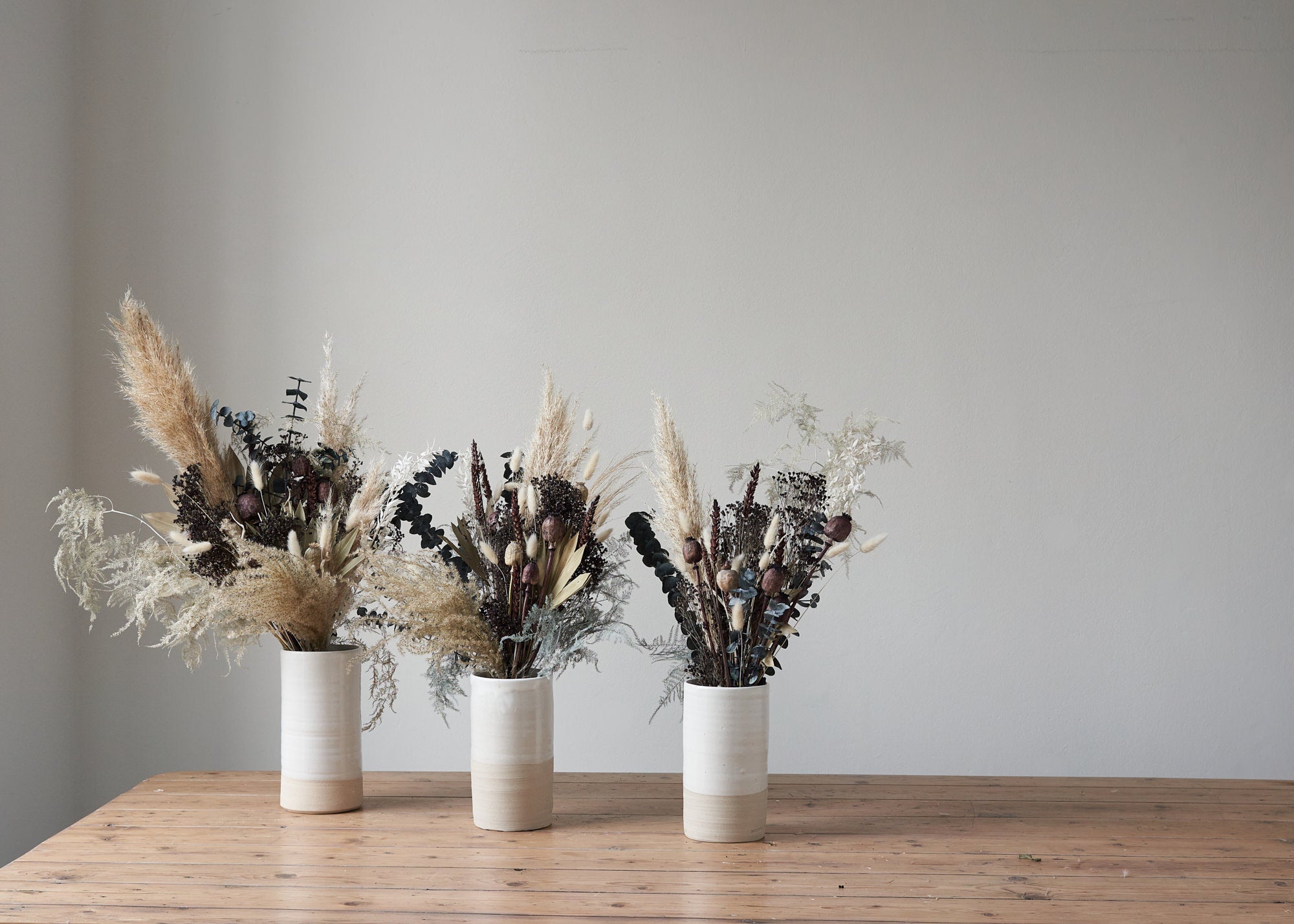 dried flower bouquet in neutral tones