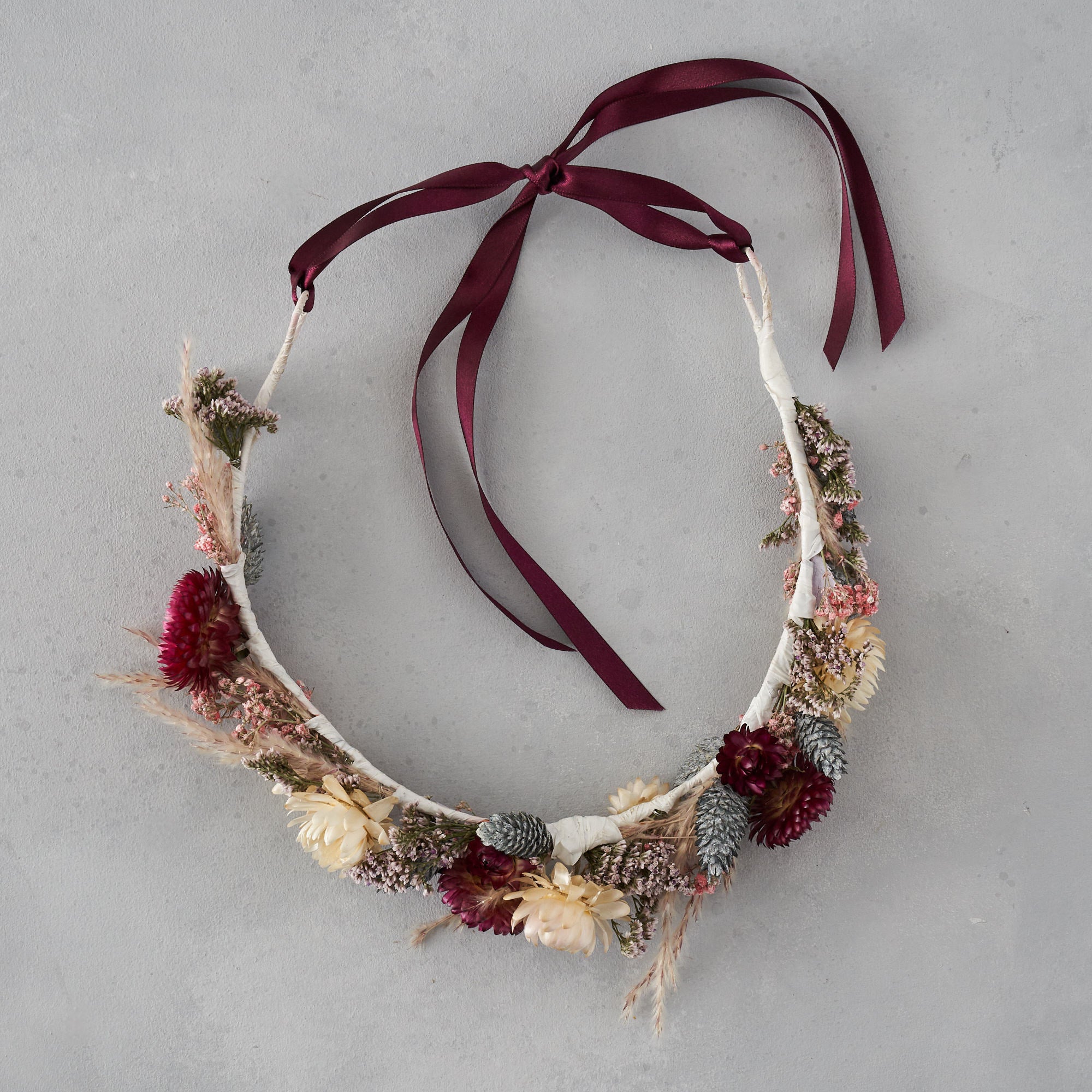 Dried flower crown : deep pink