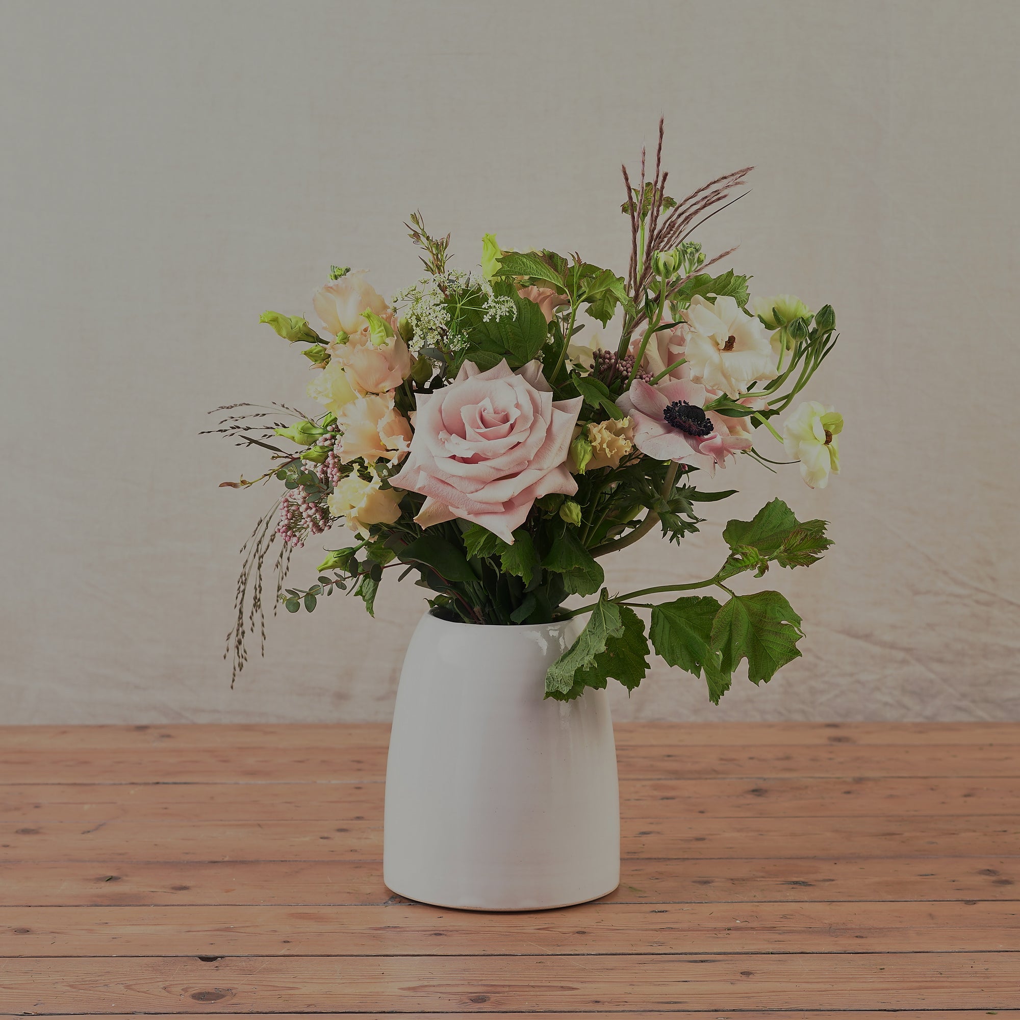 ceramic hand thrown vase for flower bouquets handmade in the UK for Botanique Workshop