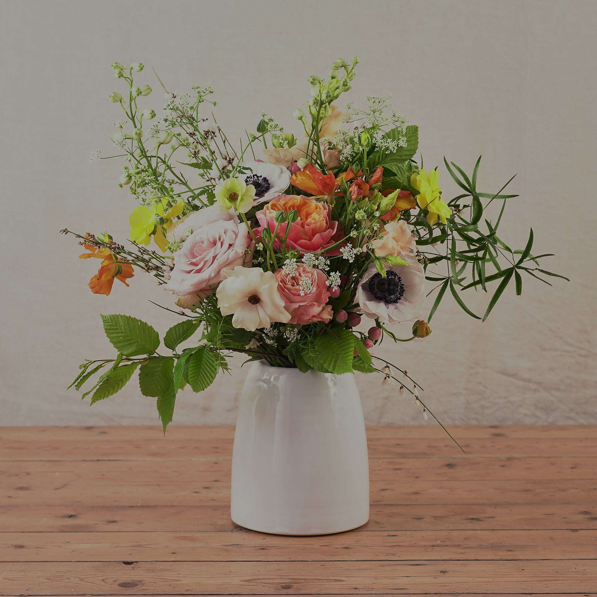 ceramic hand thrown vase for flower bouquets handmade in the UK for Botanique Workshop