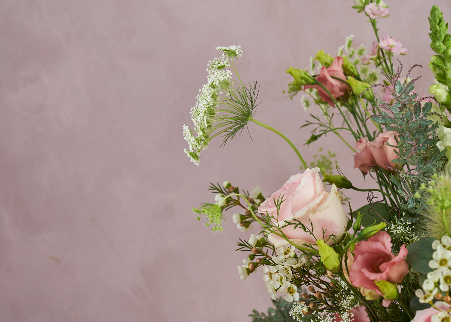 soft pink pastel wild flowers bouaquet delivered across London and UK Nationwide by Botanique Workshop