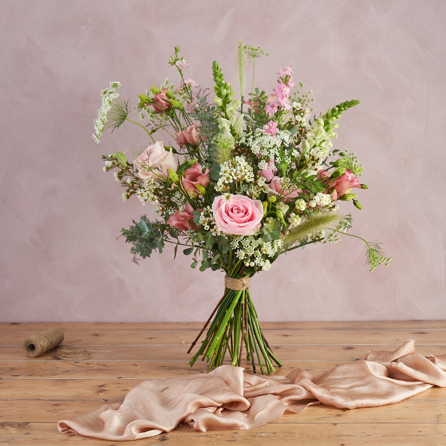 soft pink pastel wild flowers bouaquet delivered across London and UK Nationwide by Botanique Workshop