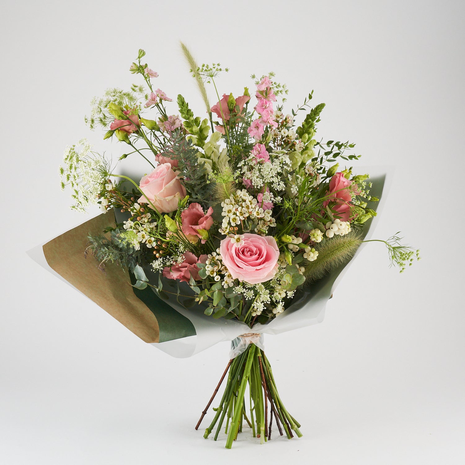 soft pink pastel wild flowers bouaquet delivered across London and UK Nationwide by Botanique Workshop