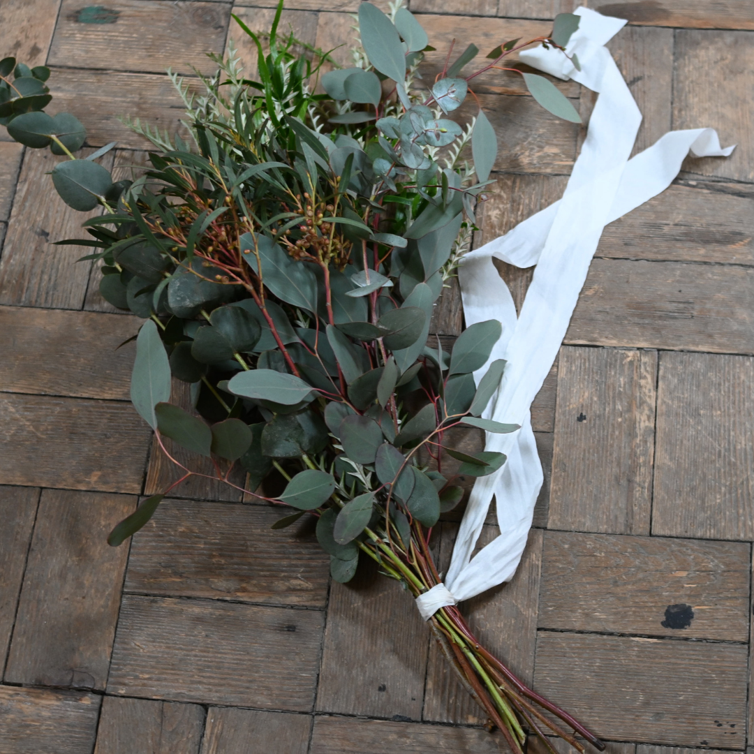 bundle of foliage incl eucalyptus to decorate wedding tables