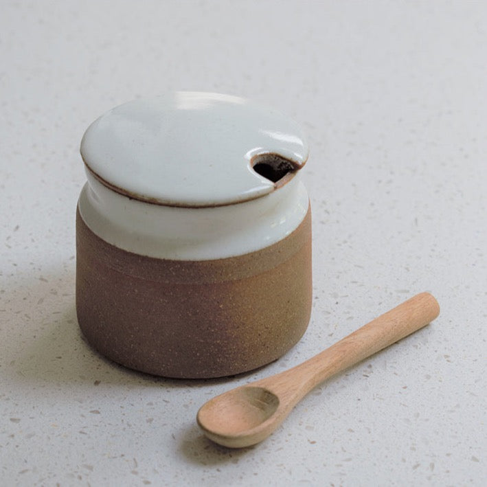 Stoneware Sugar Pot with Spoon