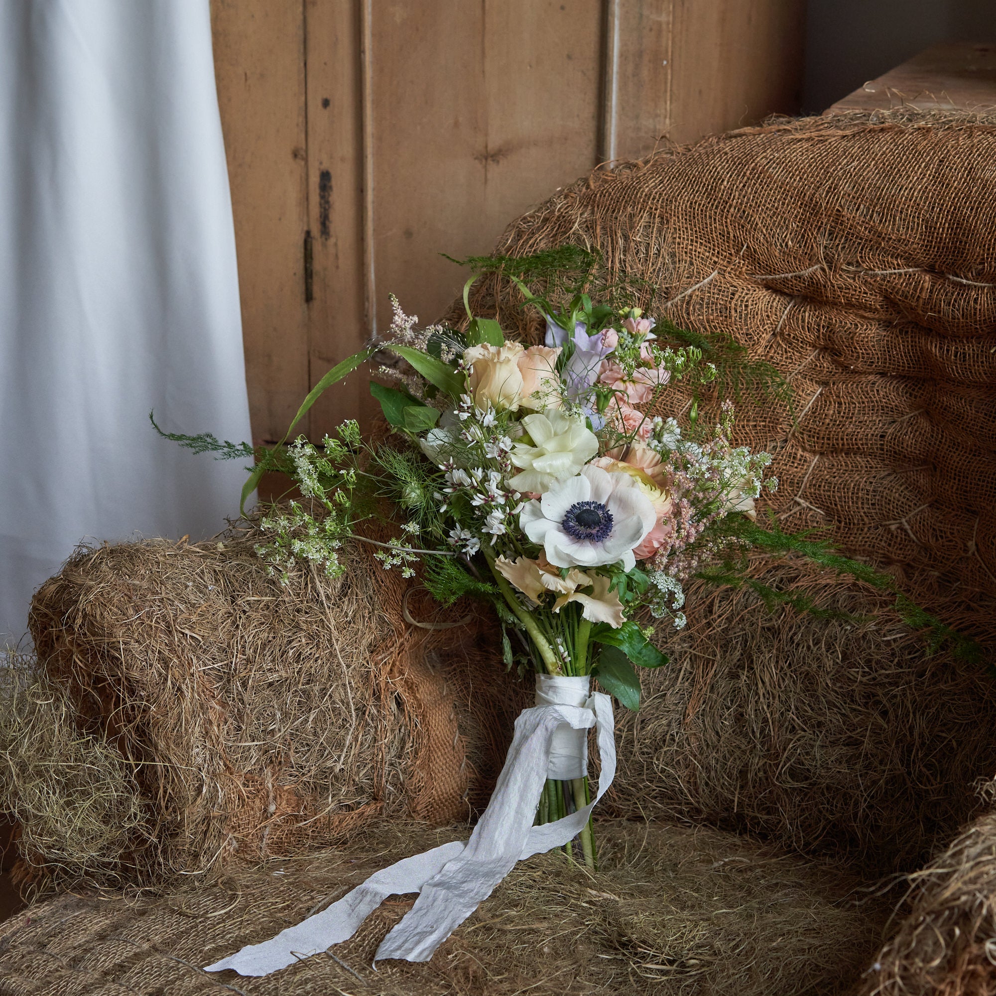 pastel wildflowers bridal bouquet