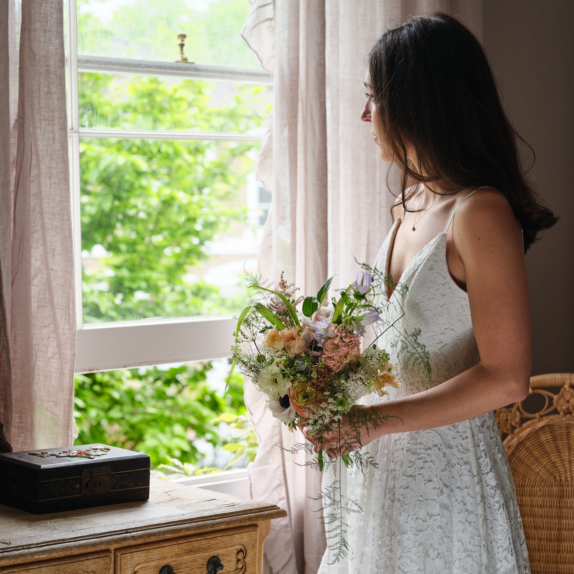 pastel wildflowers bridal bouquet