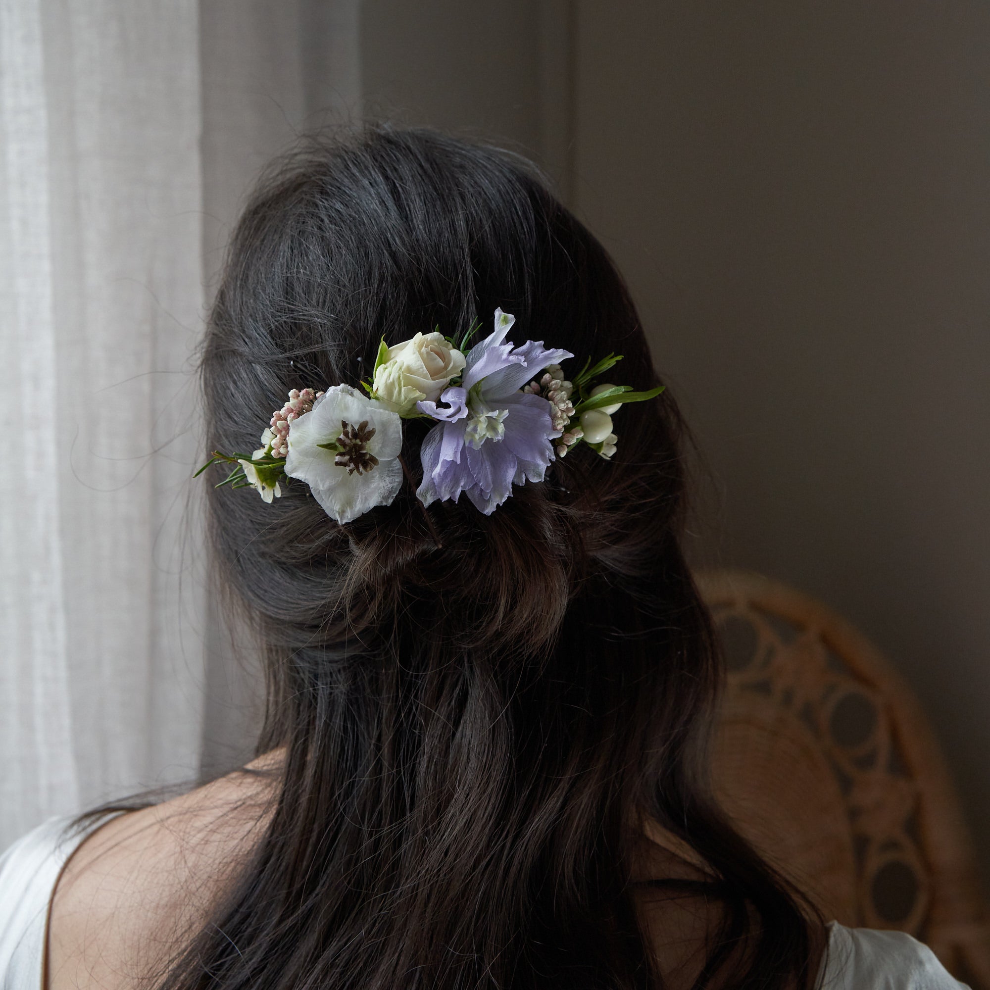 pastel wildflowers hair sprigs for brides and bridesmaids