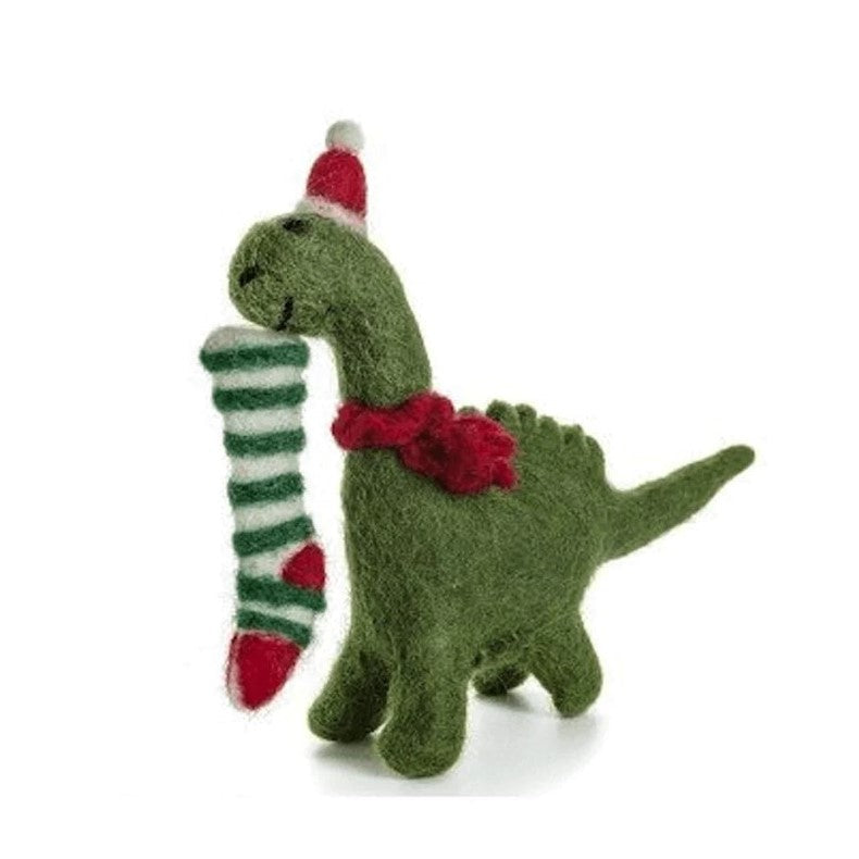 Felt Dinosaur Christmas Tree Decoration | Diplodocus with Stocking