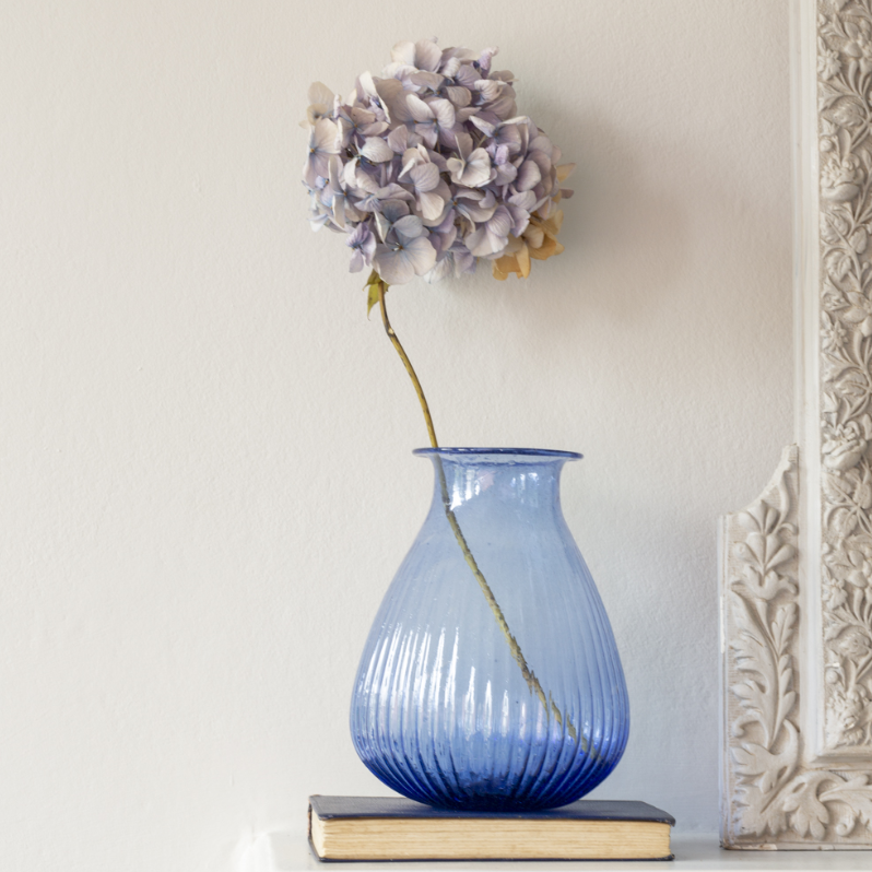 Ravi Recycled Glass Vase | Blue