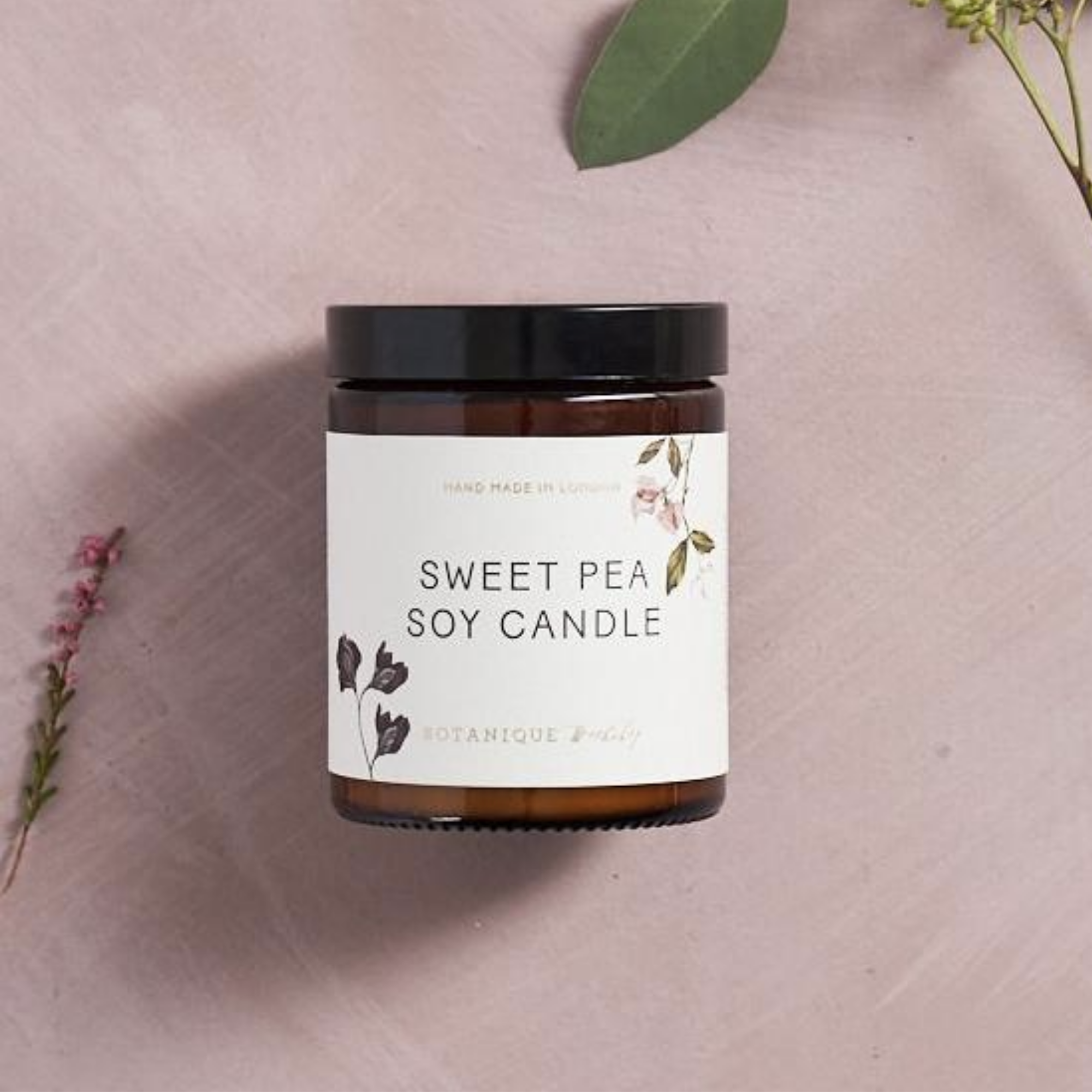 sweet pea vegan soy candle by botanique workshop london