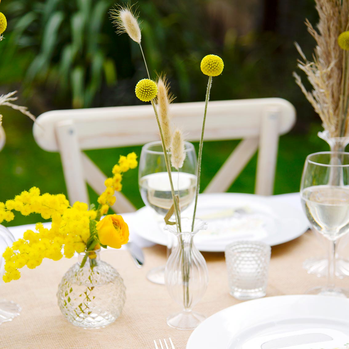 glass bud vases by Talking Tables brand