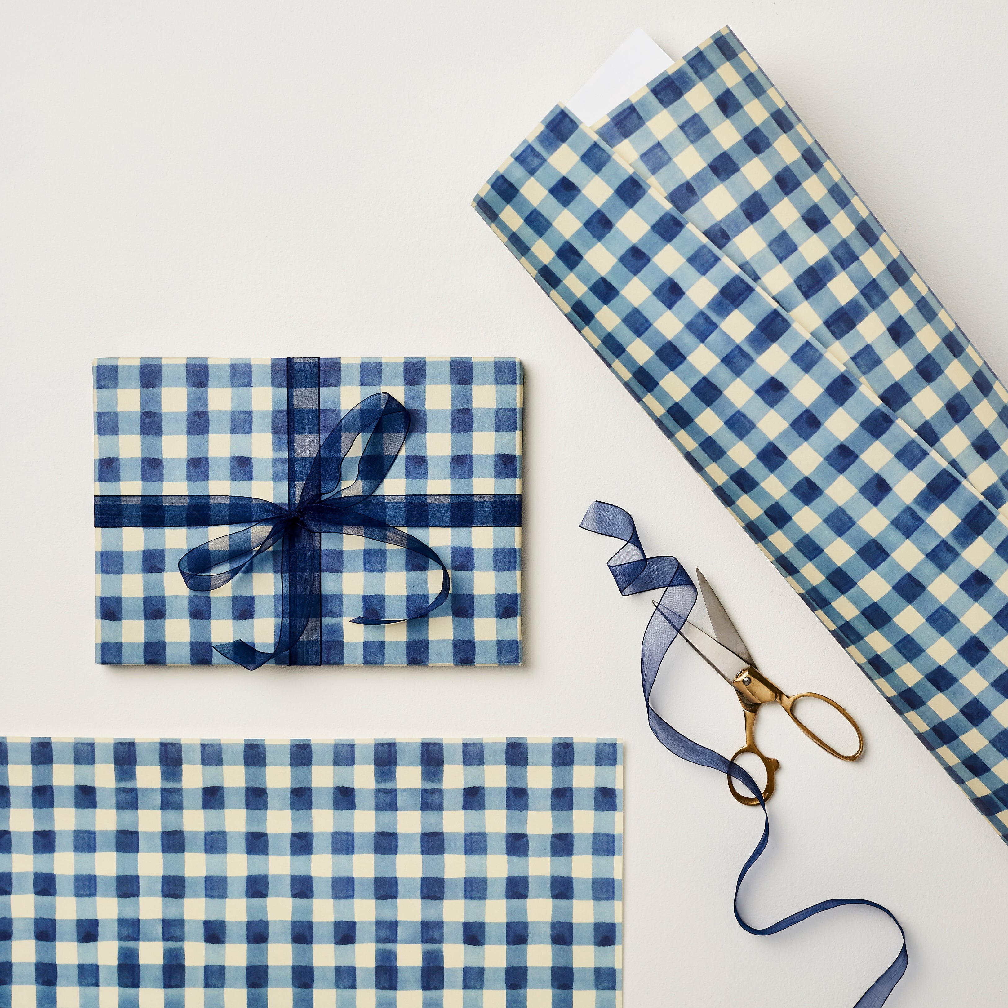 Blue Gingham Wrapping Paper