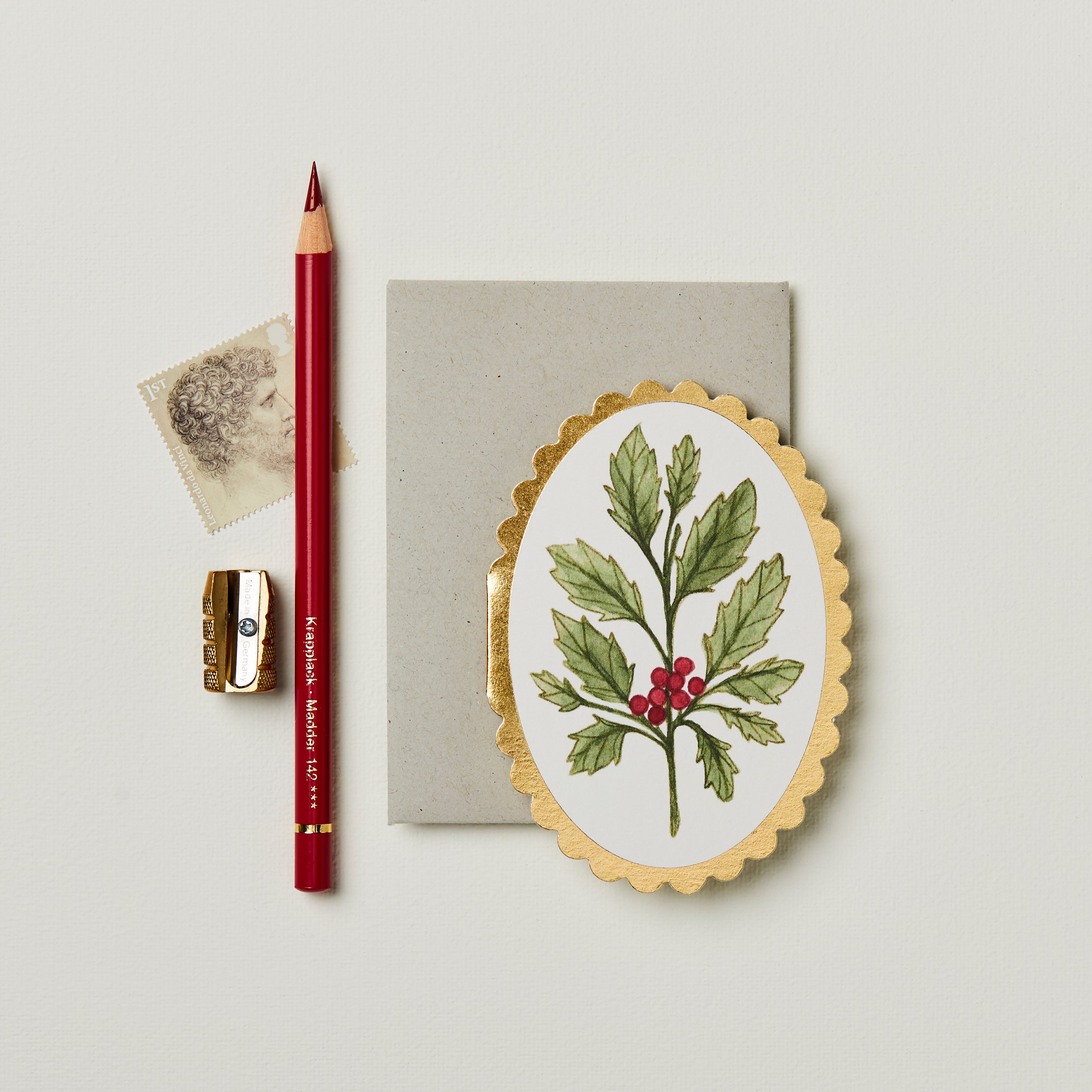 Holly Oval Mini Card