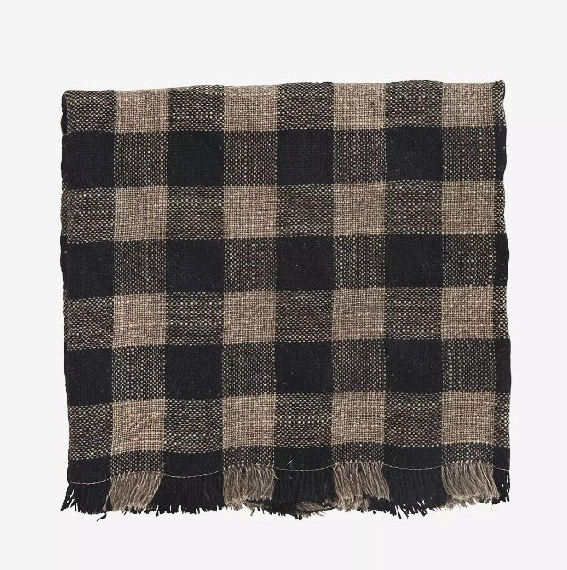 Checked Kitchen Towel with Fringes