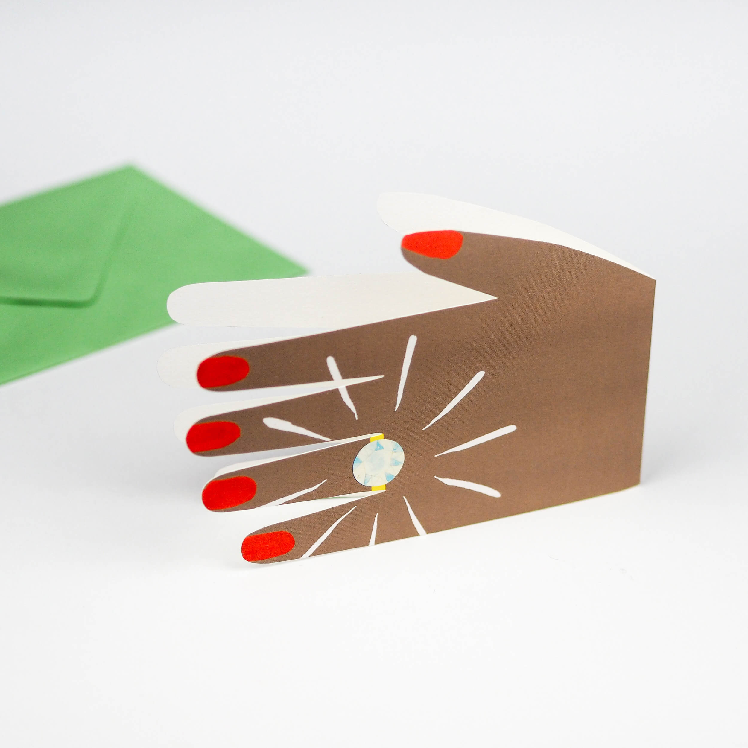 Hand With Diamond Ring Greetings Card