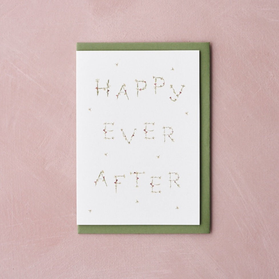Happy Ever After pressed flowre message card