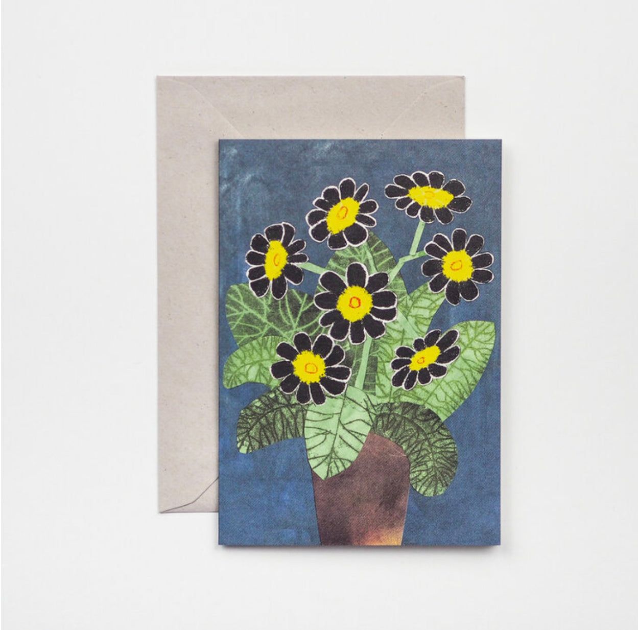 Black Flowers Greetings Card