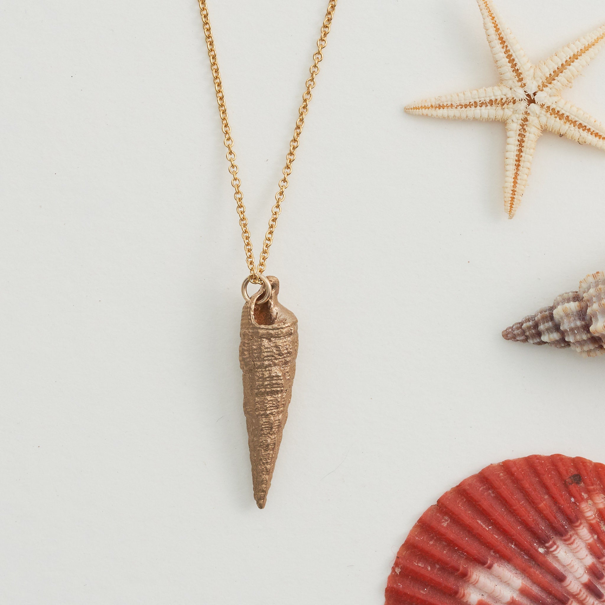 Hand Cast Shell Necklace | Spiral