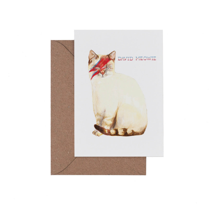 David Meowie Greetings Card